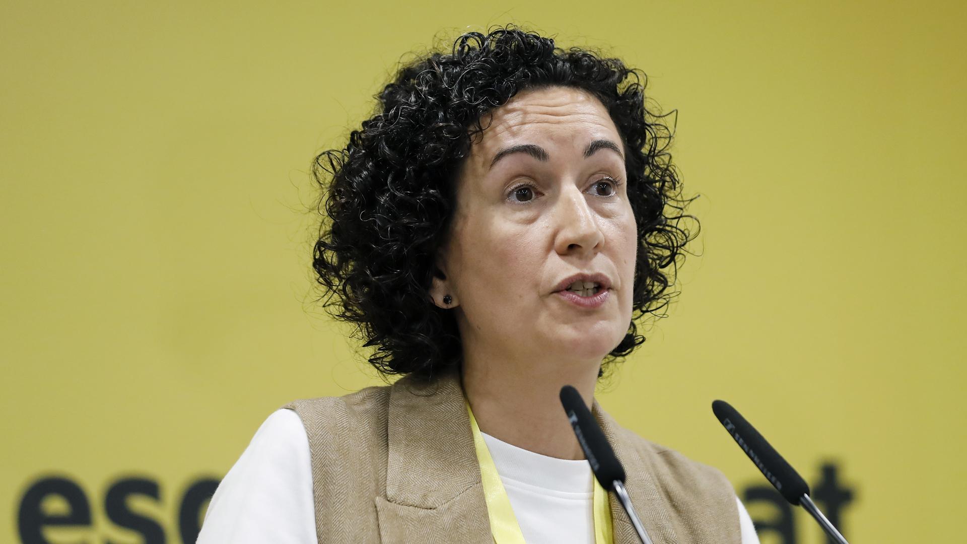 La secretaria general de ERC, Marta Rovira, durante su intervención en el inicio del Consell Nacional del partido celebrado este sábado en su sede