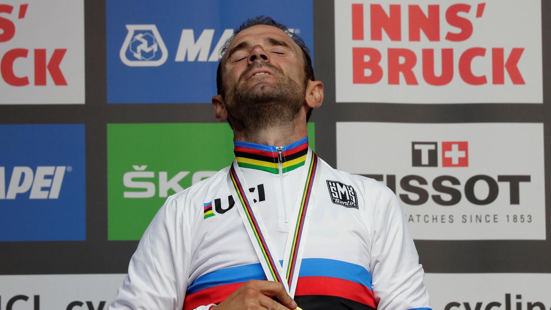 Alejandro Valverde con el maillot arcoíris.