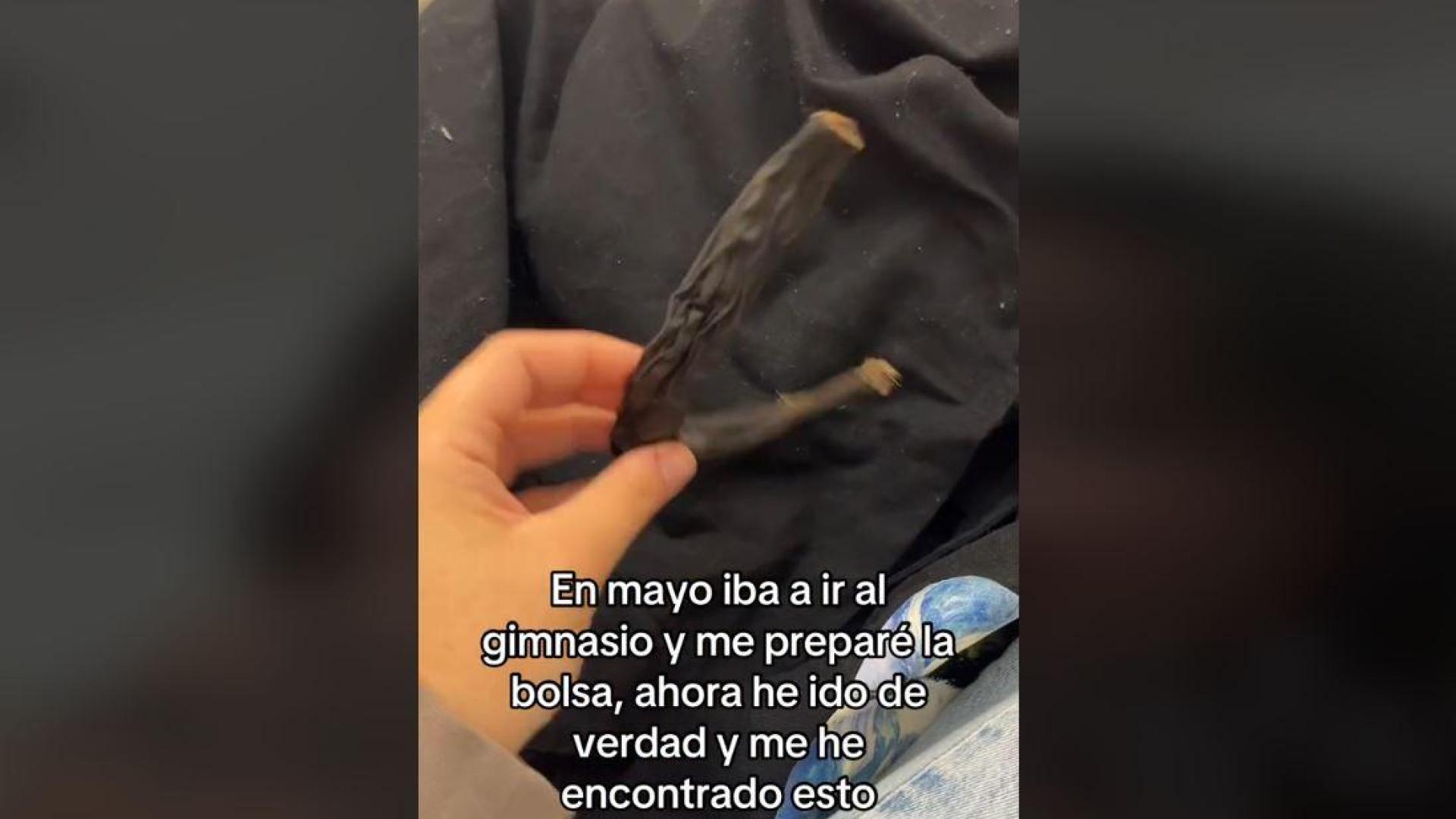 Imagen del plátano que se encontró en la bolsa de deporte la joven pamplonesa