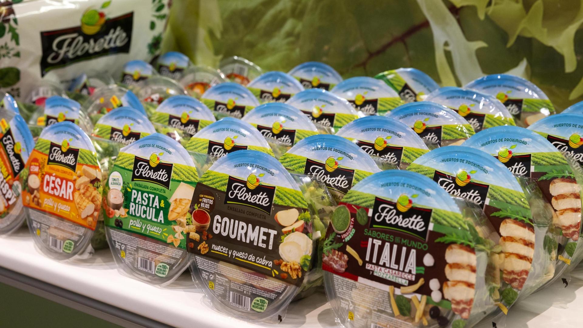 Envases de distintas ensaladas completas que elabora Florette