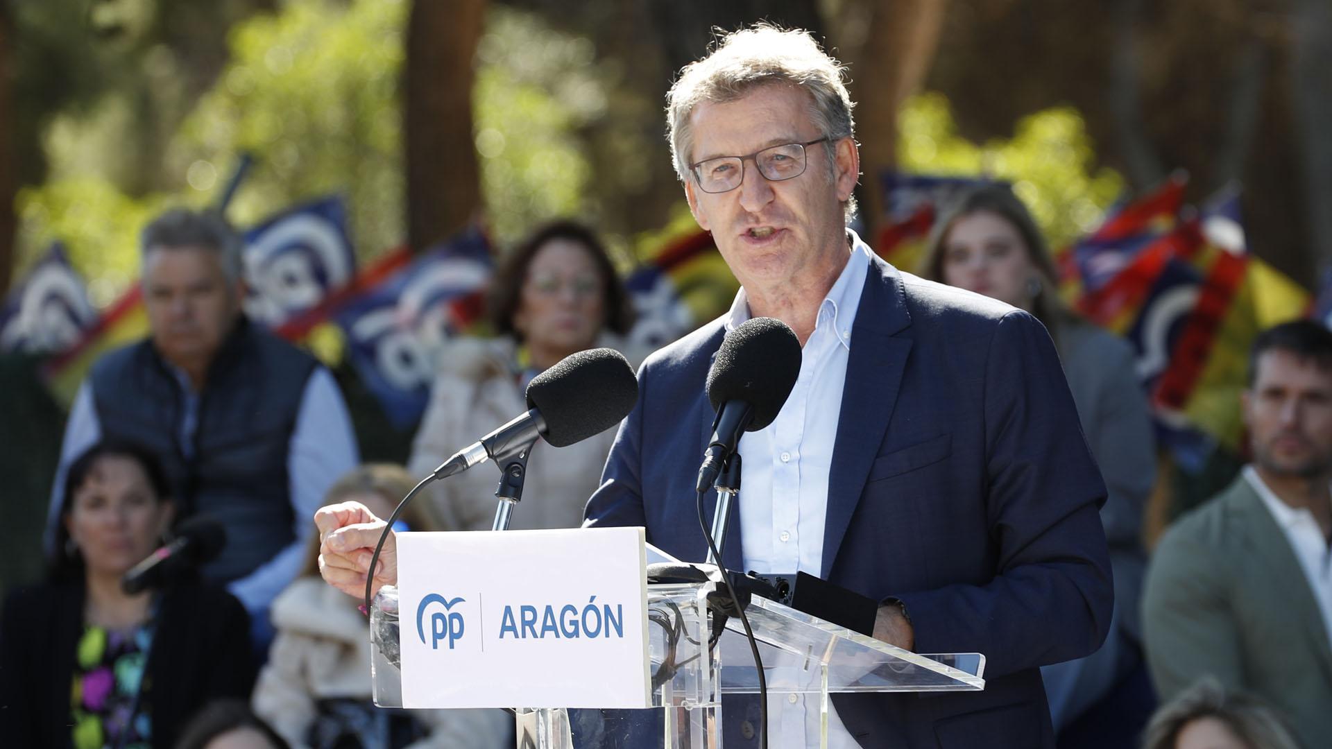 Alberto Núñez Feijóo, este sábado en Zaragoza