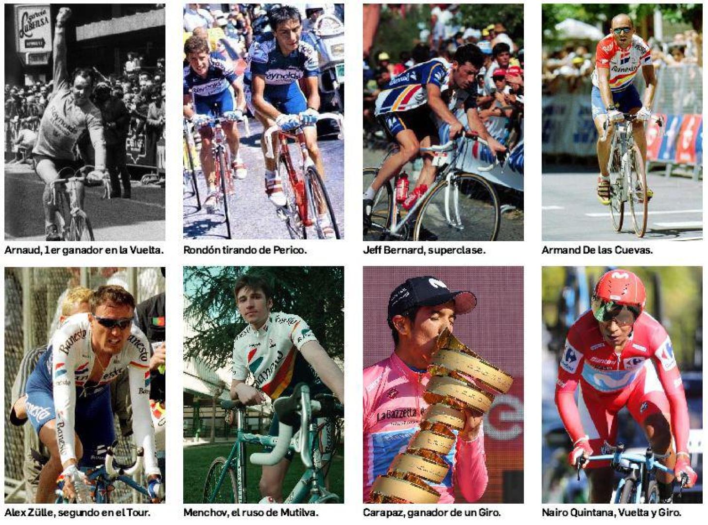 Imagen con varios ciclistas extranjeros laureados