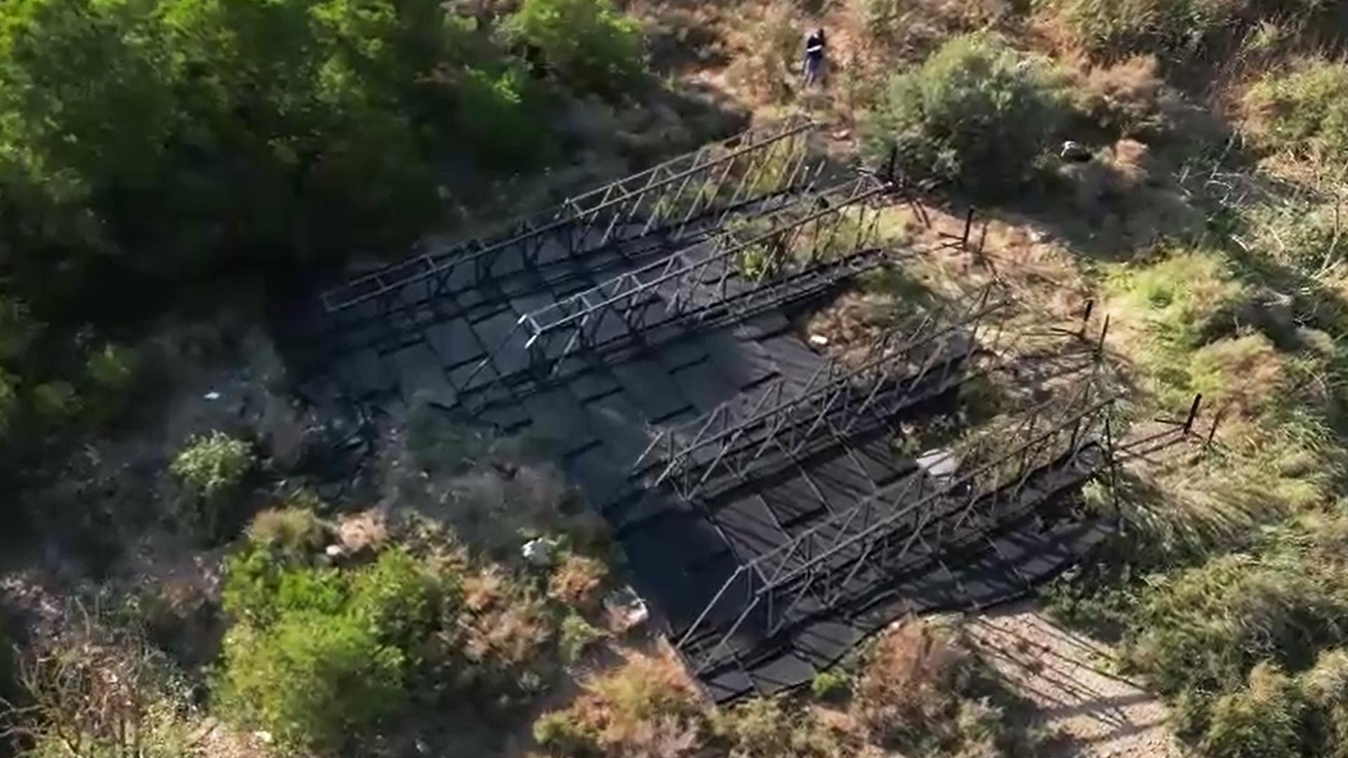 Vídeo con la vista aérea del toro de Osborne derribado en Tudela