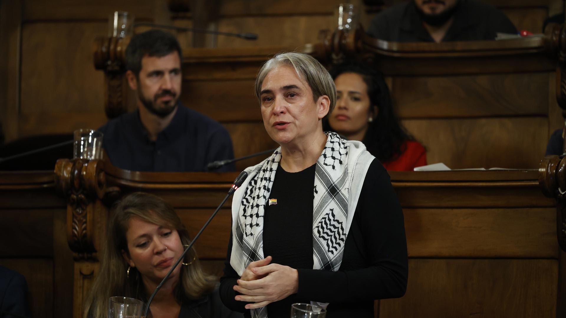 Ada Colau, durante su último pleno en el Ayuntamiento de Barcelona este 25 de octubre