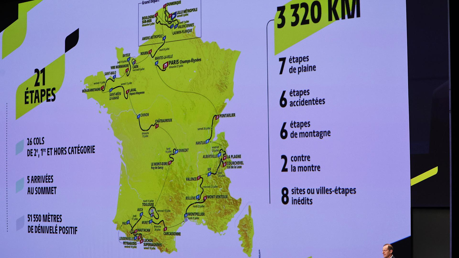 Vista general y resumen del Tour de Francia 2025 durante su presentación este martes, 29 de octubre