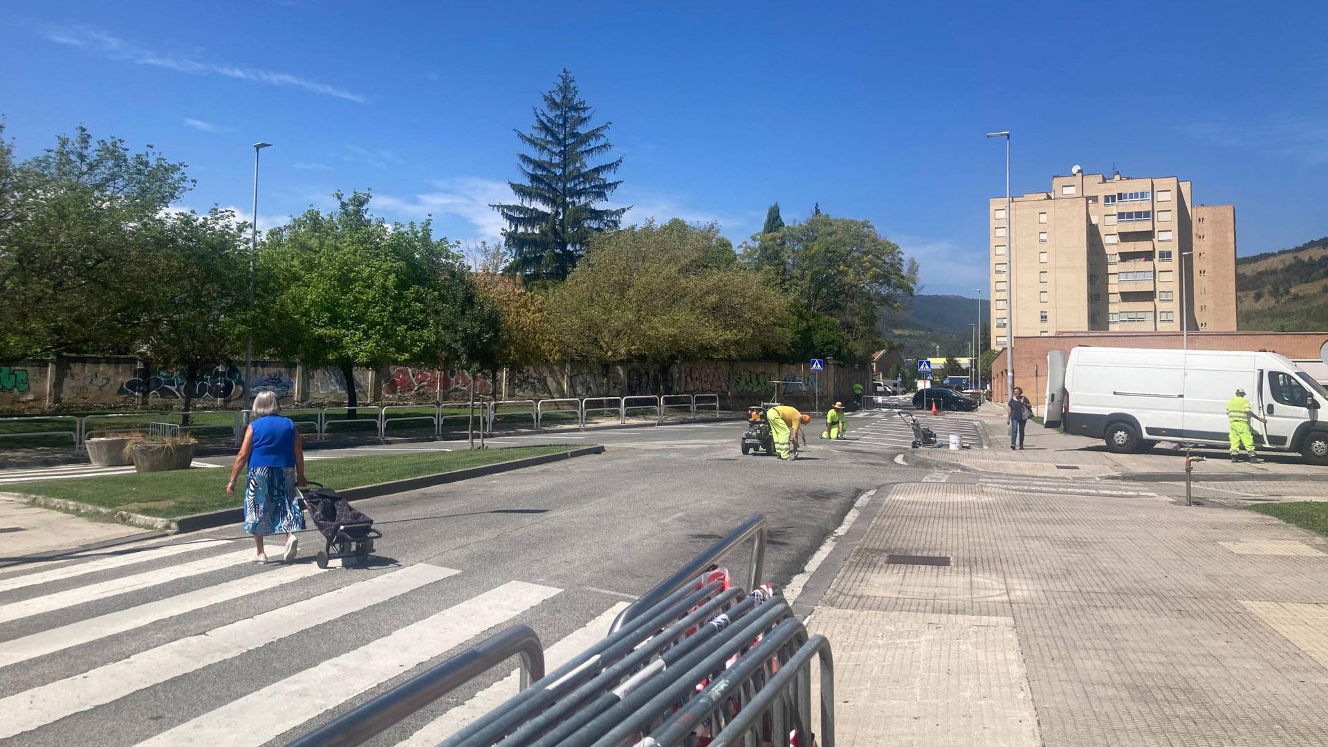 Vista de la calle Ezkaba, una de las que se han modificado, cuando se hicieron los cambios en agosto