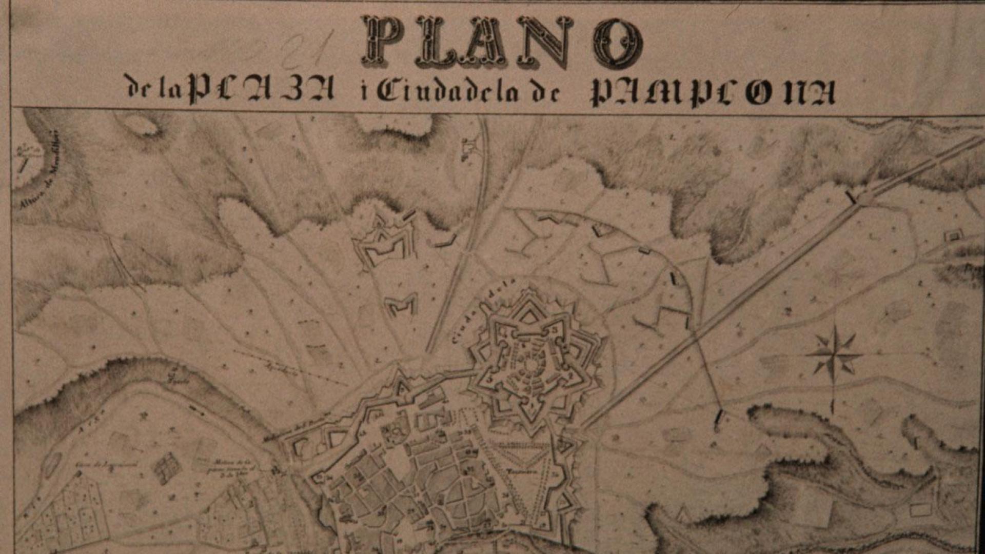 Un plano de cómo era Pamplona en la segunda mitad del siglo XIX