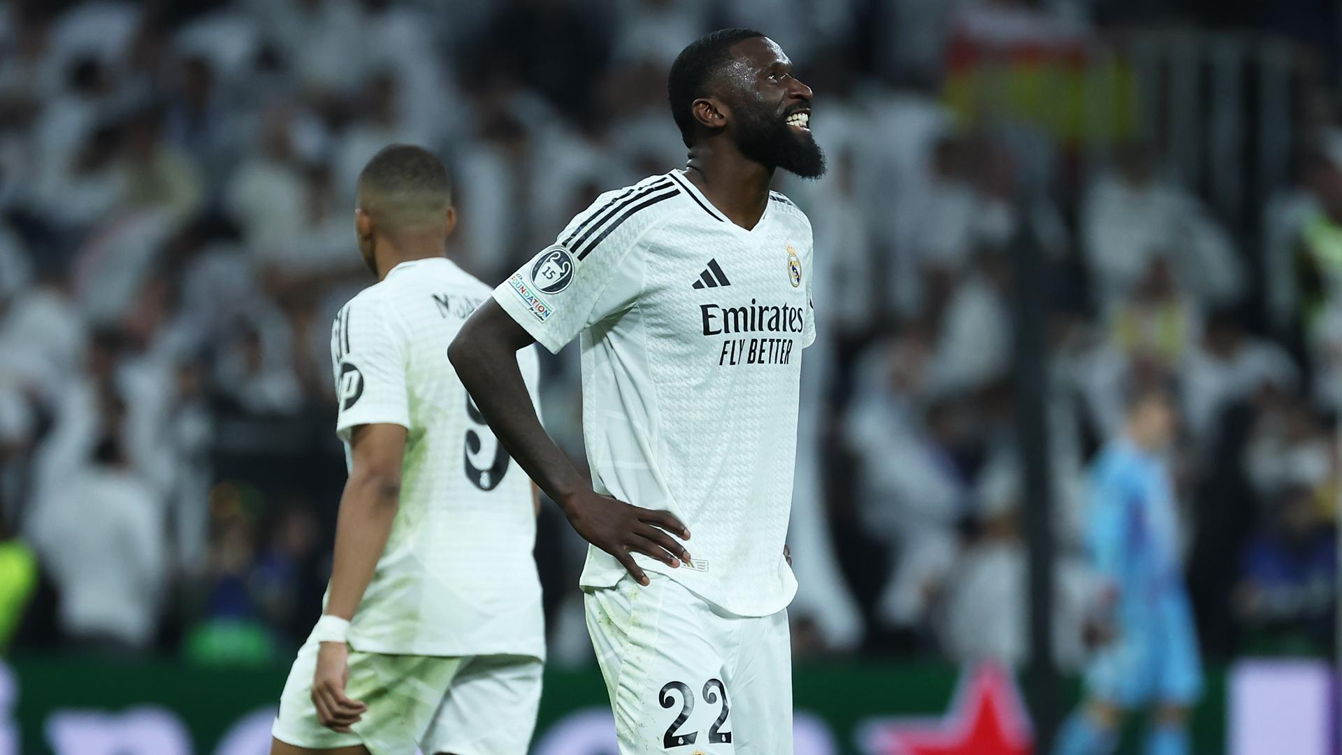 Antonio Rudiger nada más terminar el choque de Champions contra el Milan en el Bernabéu /
