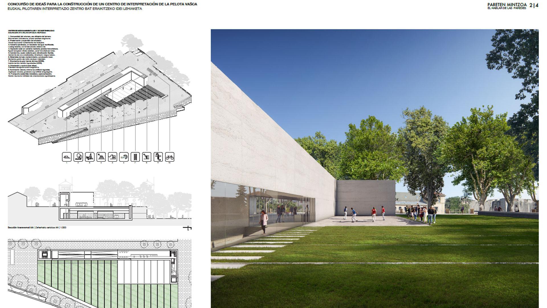 Propuesta 'Pareten Mintzoa' para el futuro Centro de Interpretación de la Pelota Vasca