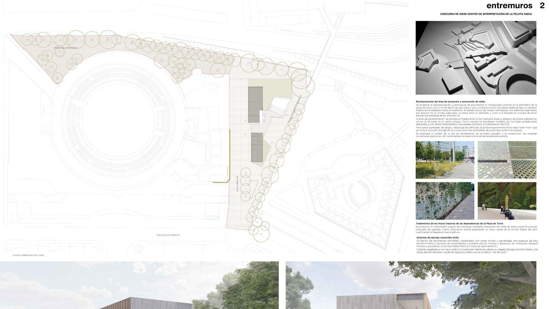 Propuesta 'Entremuros' para el futuro Centro de Interpretación de la Pelota Vasca
