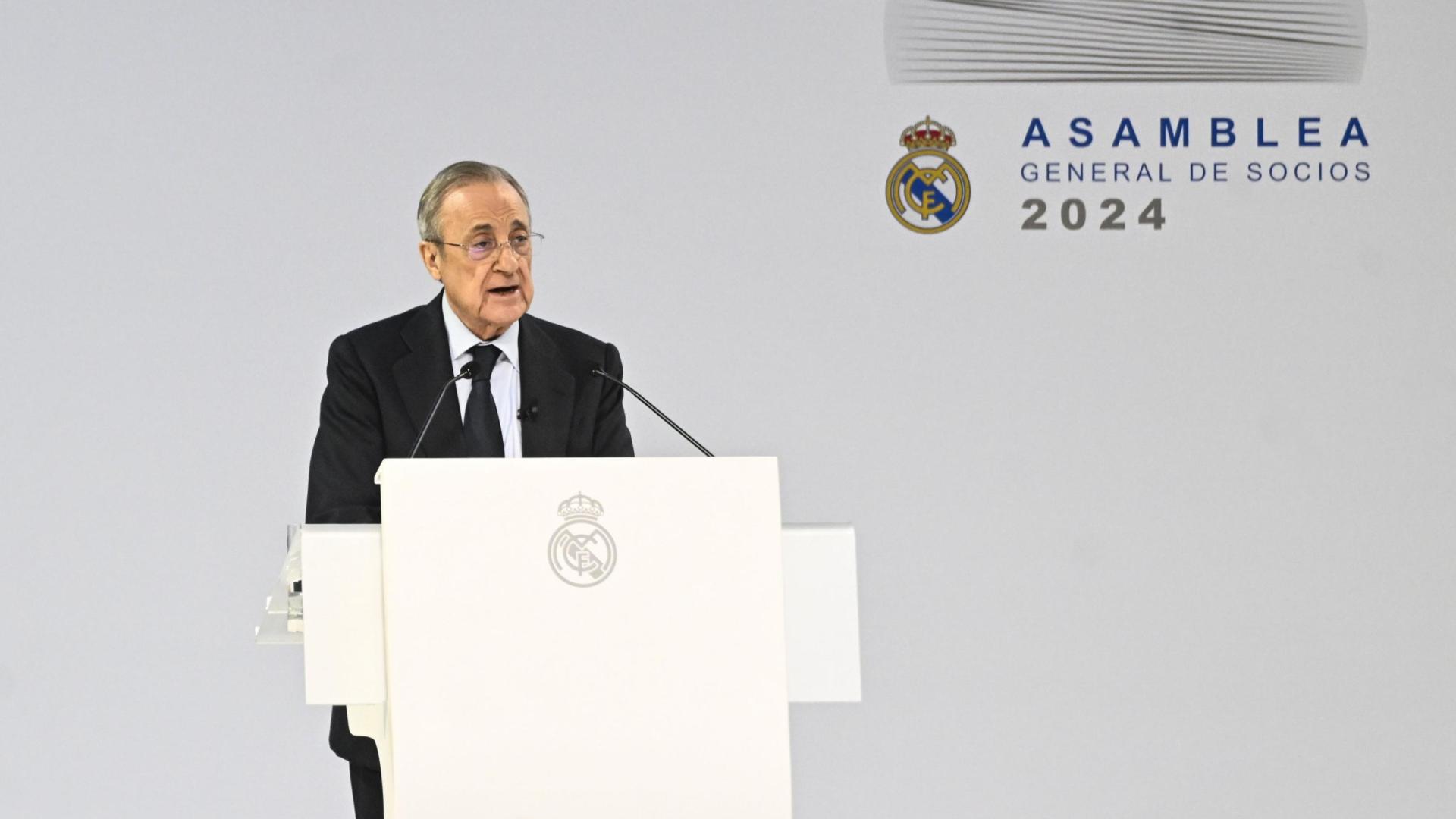 Florentino Pérez, presidente del Real Madrid, durante la asamblea del club blanco