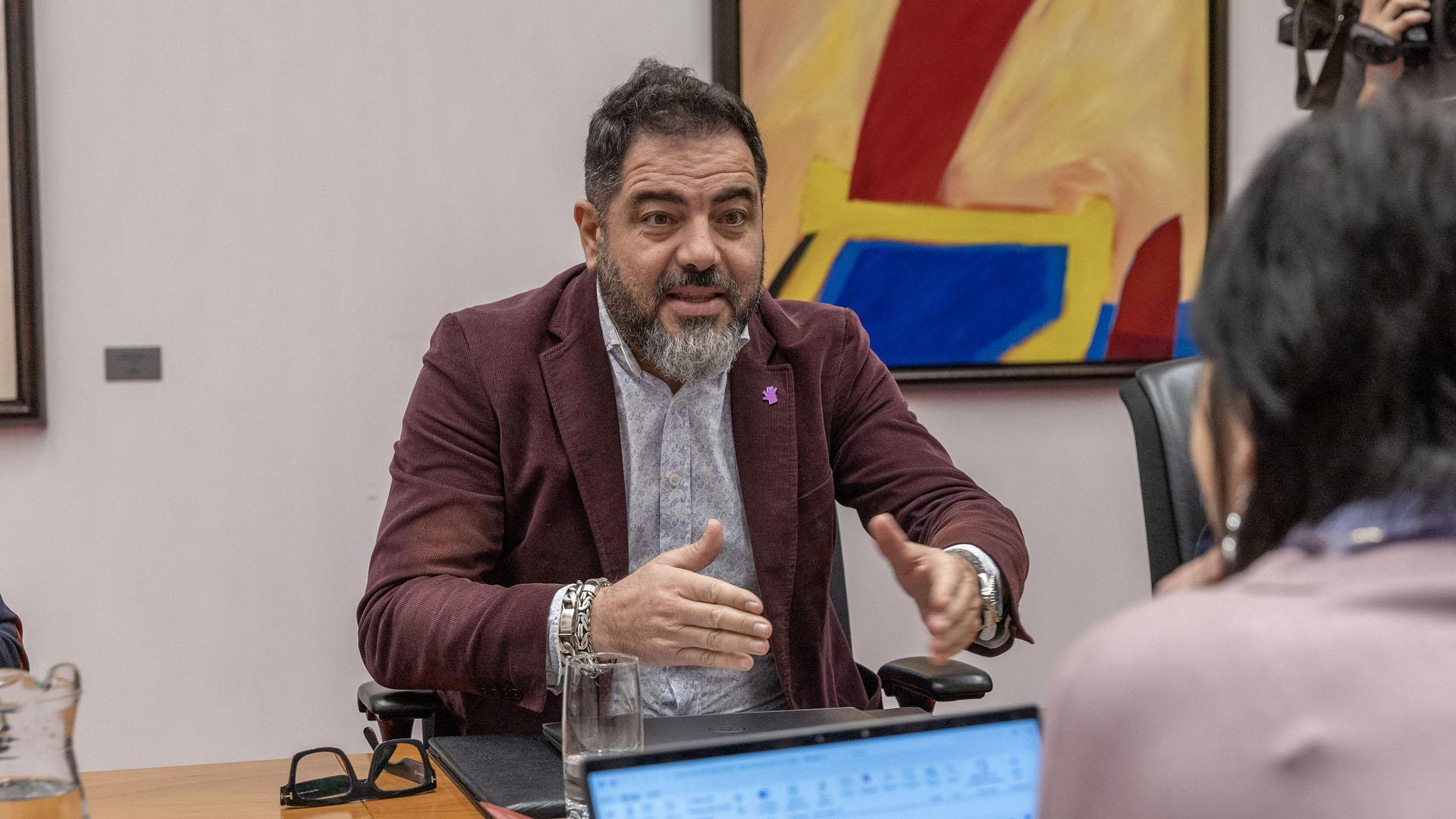El socialista Ramón Alzórriz, este lunes en la Junta de Portavoces del Parlamento de Navarra