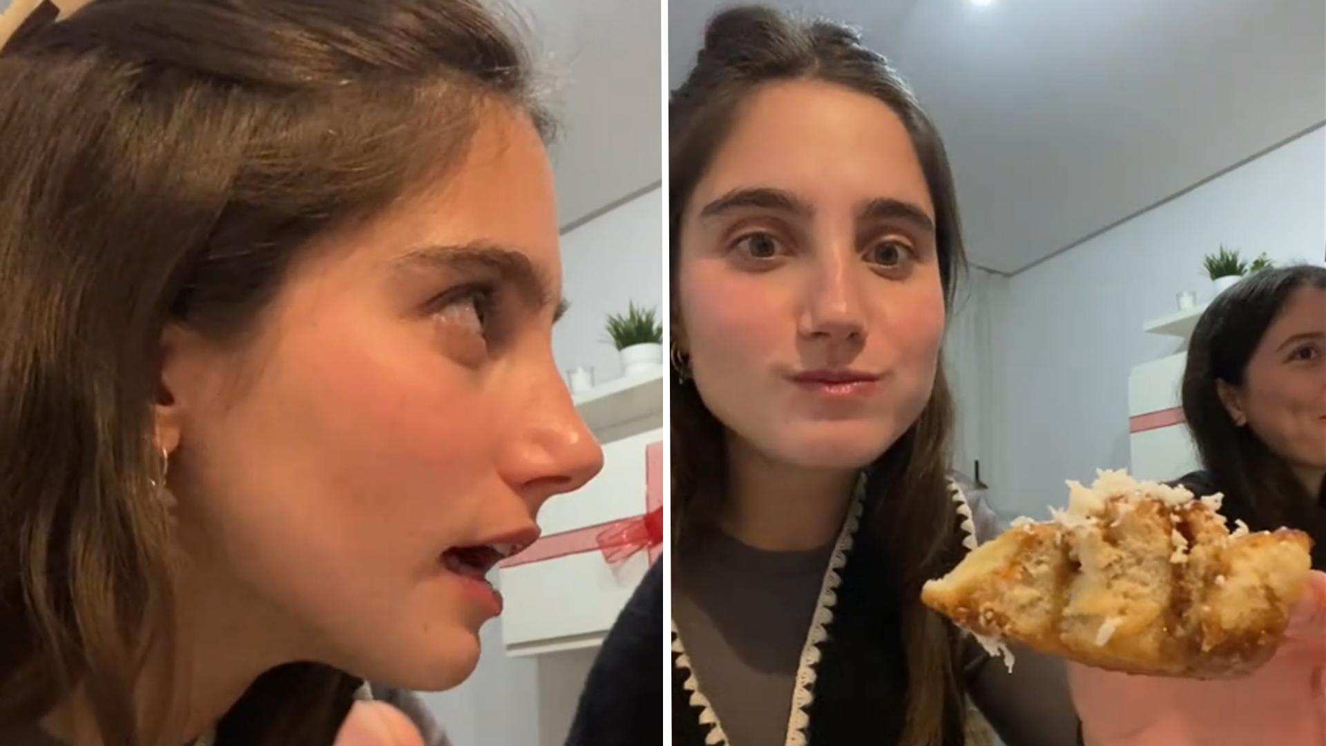 Ana, estudiante venezolana en Pamplona, sorprendida por la reacción de sus compañeros a la cena típica de su país que les había preparado