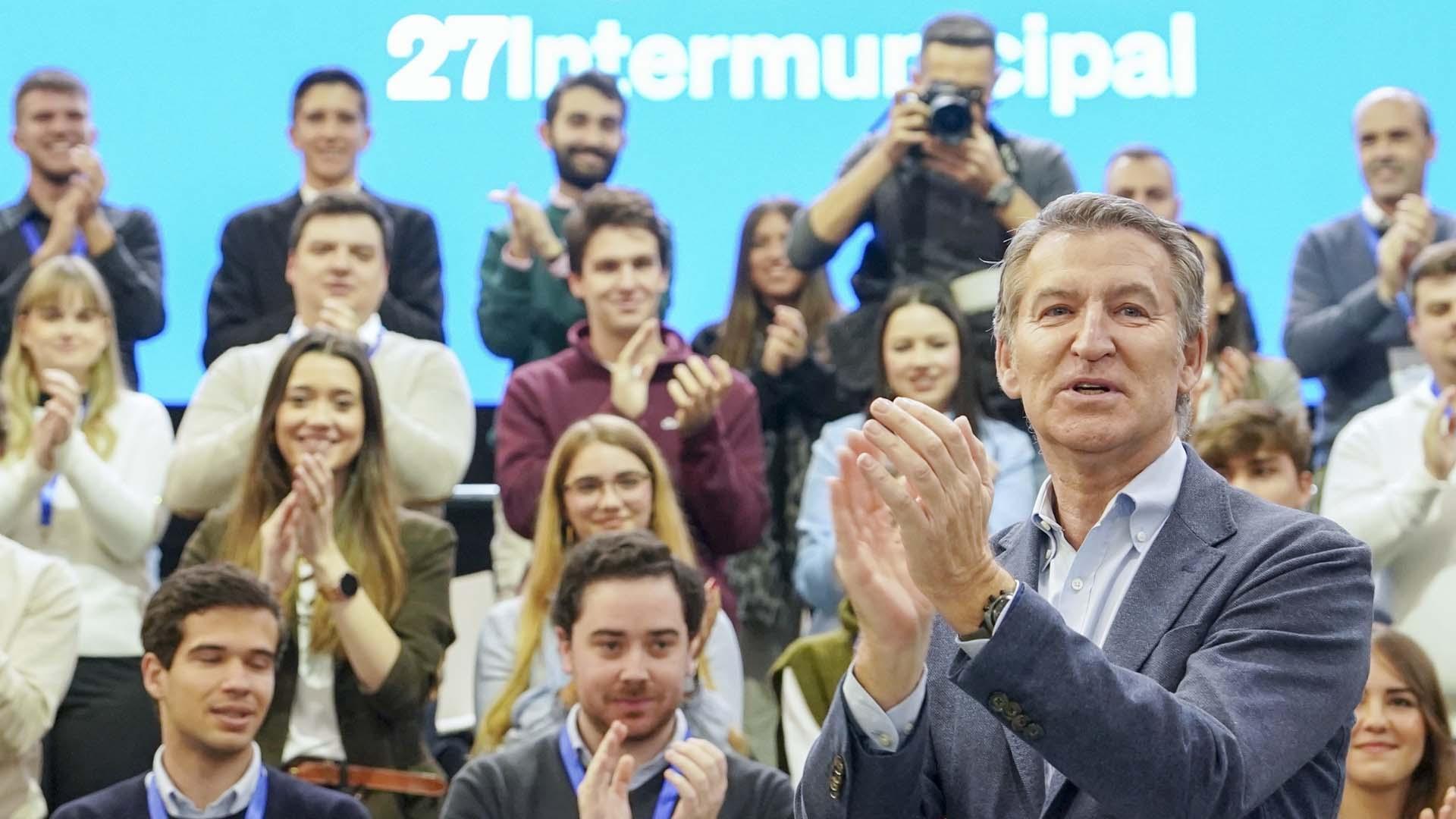 Feijóo, este domingo, en el cierre de la XXVII Intermunicipal que el PP ha celebrado en Valladolid