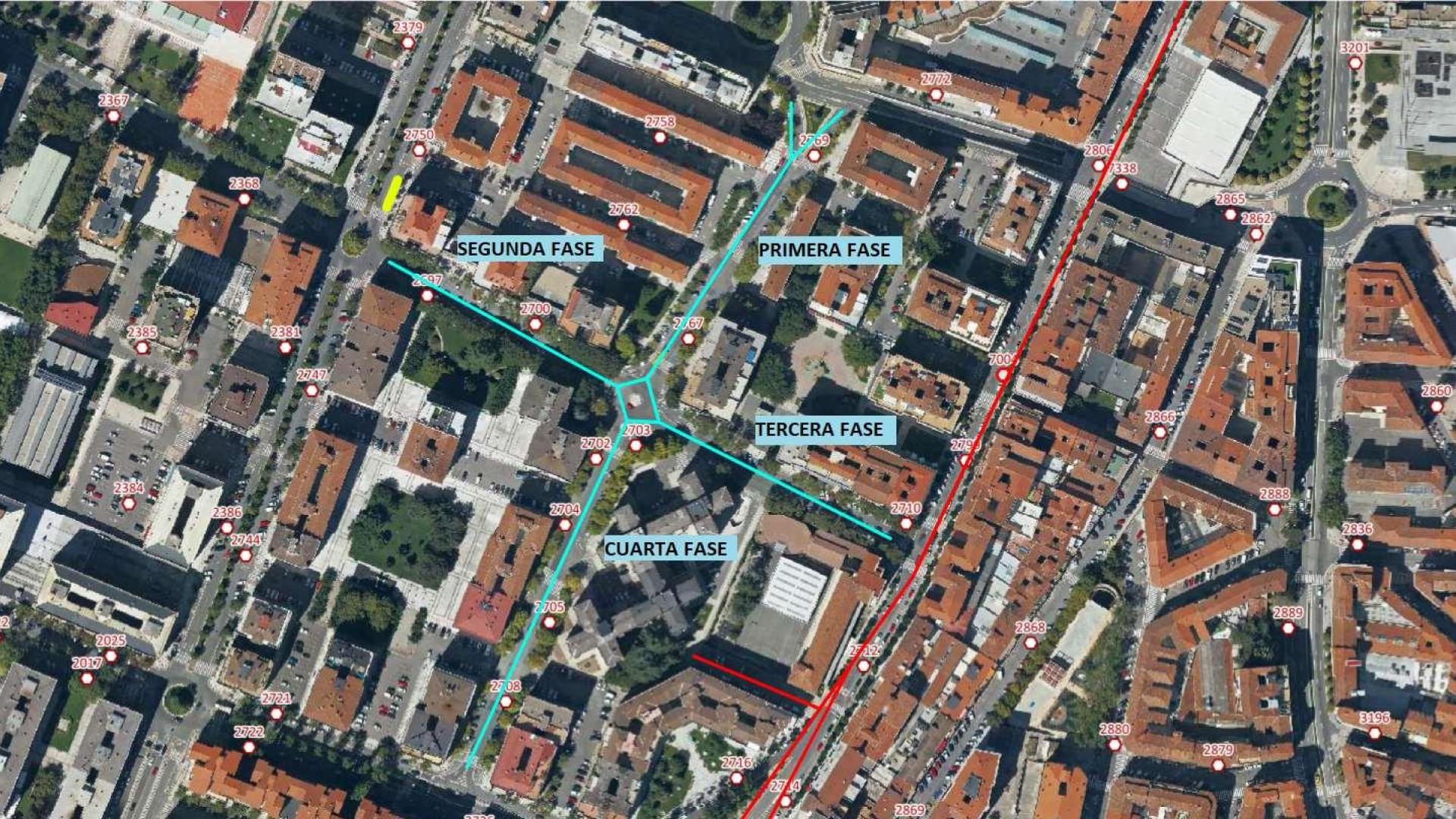 Mapa con las obras previstas en Iturrama