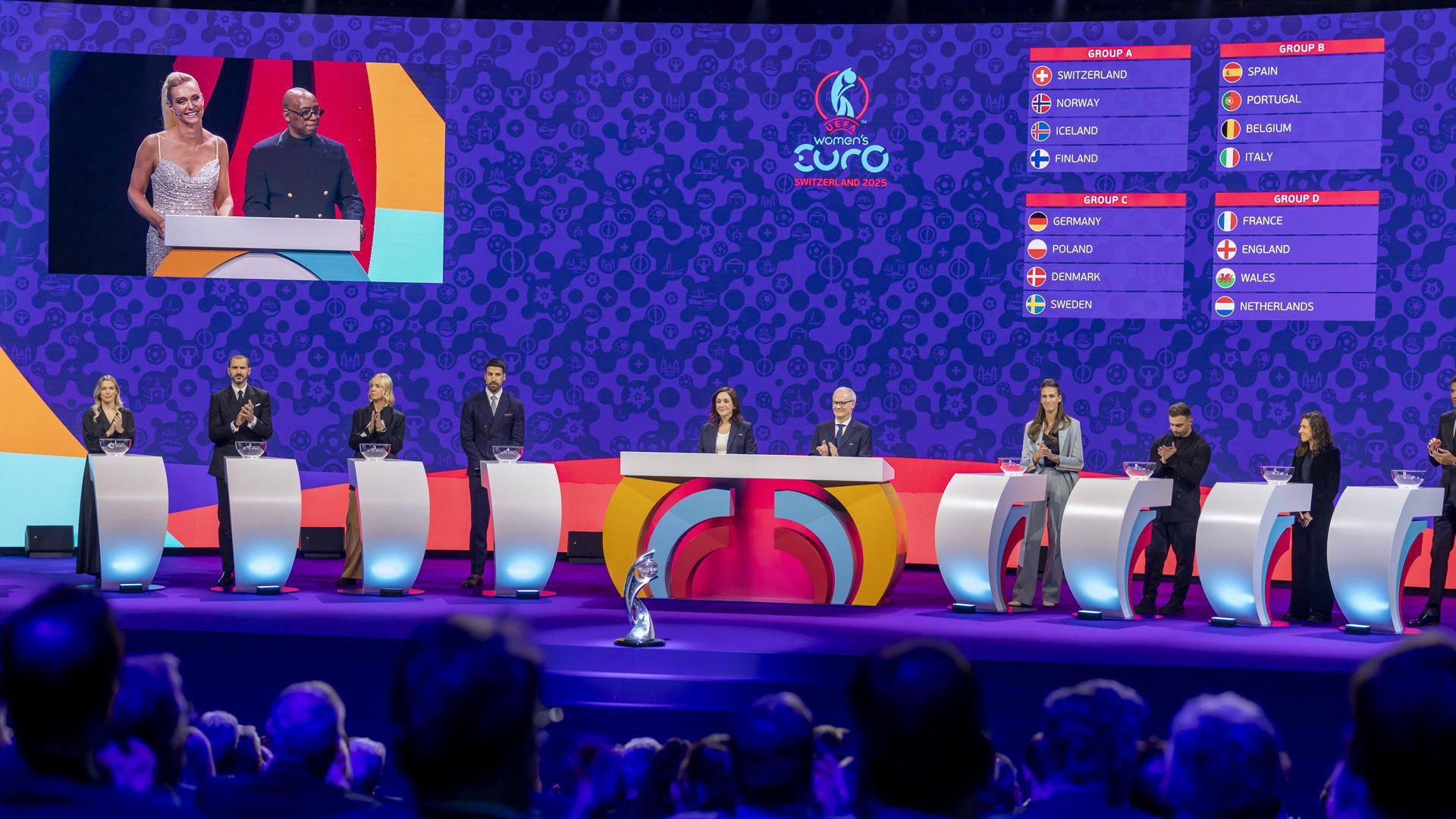 Sorteo de la Eurocopa femenina que se disputará en Suiza del 2 al 27 de julio del próximo año