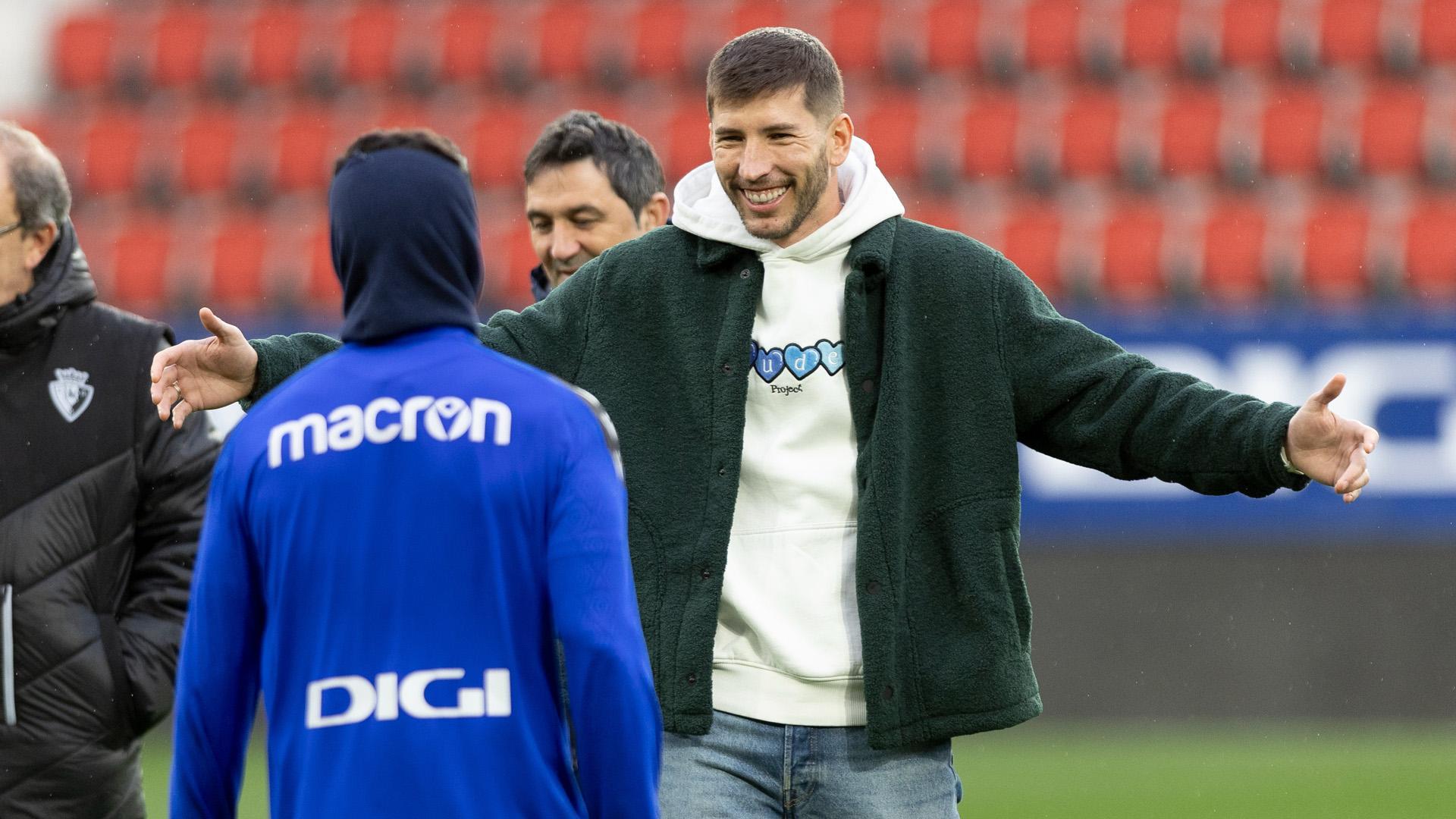 David García, este jueves en el entrenamiento de Osasuna en El Sadar