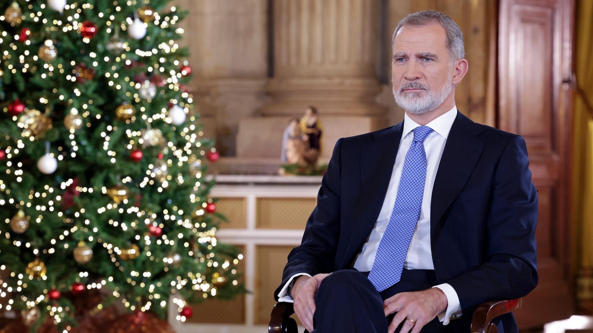 Felipe VI, durante el tradicional discurso de Nochebuena