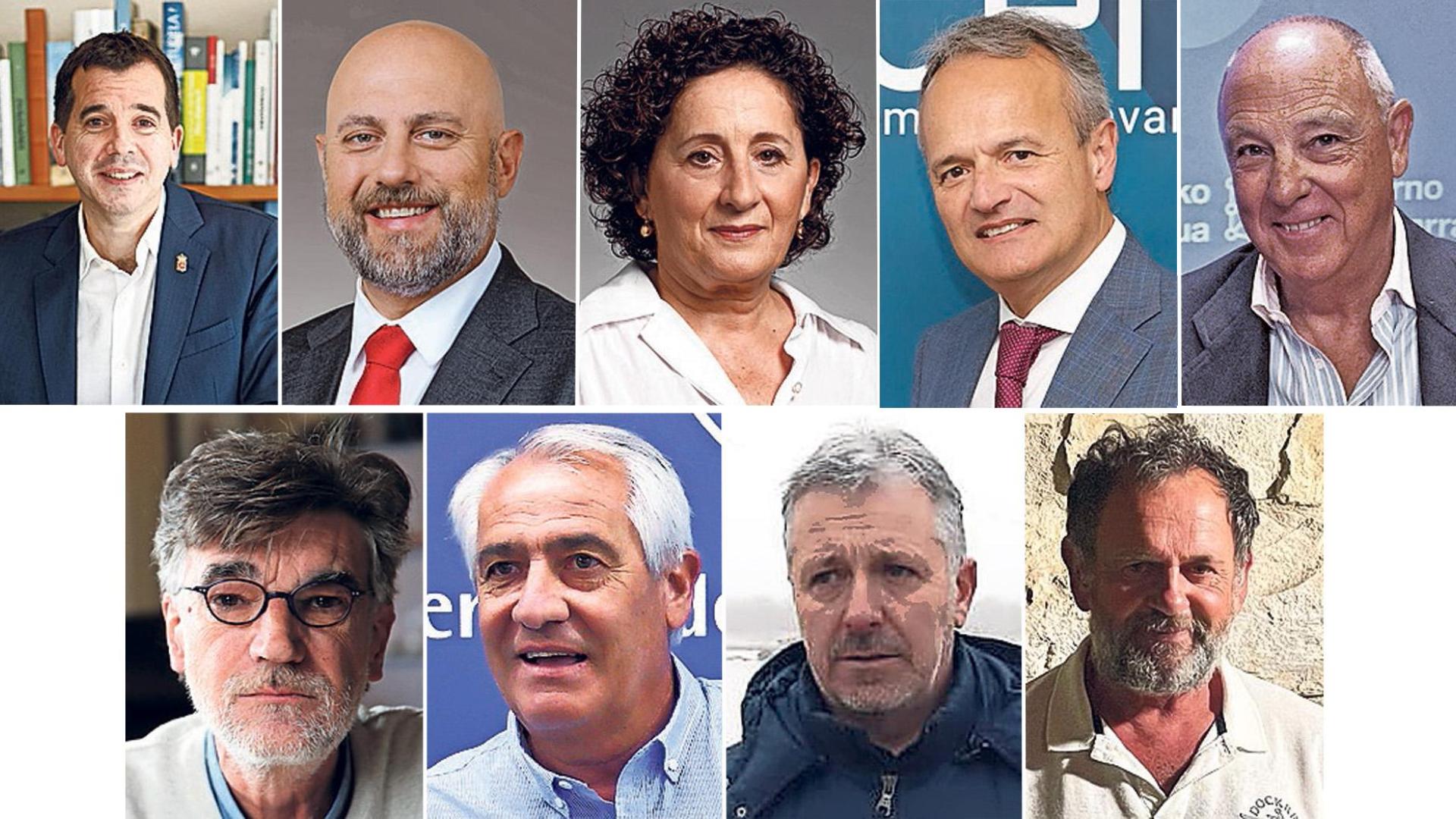 Mikel Irujo (consejero de Industria), José Luis Arasti (consejero de Economía y Hacienda), María Carmen Maeztu (consejera de Derechos Sociales), Manuel Piquer (presidente de la Conferencia Empresarial Navarra), Javier Taberna (presidente de la Cámara de Comercio), Chechu Rodríguez (secretario general de CCOO en Navarra), Jesús Santos (secretarios general de UGT en Navarra), Félix Bariáin (secretario general de UAGN), Fermín Gorraiz (presidente EHNE en Navarra)