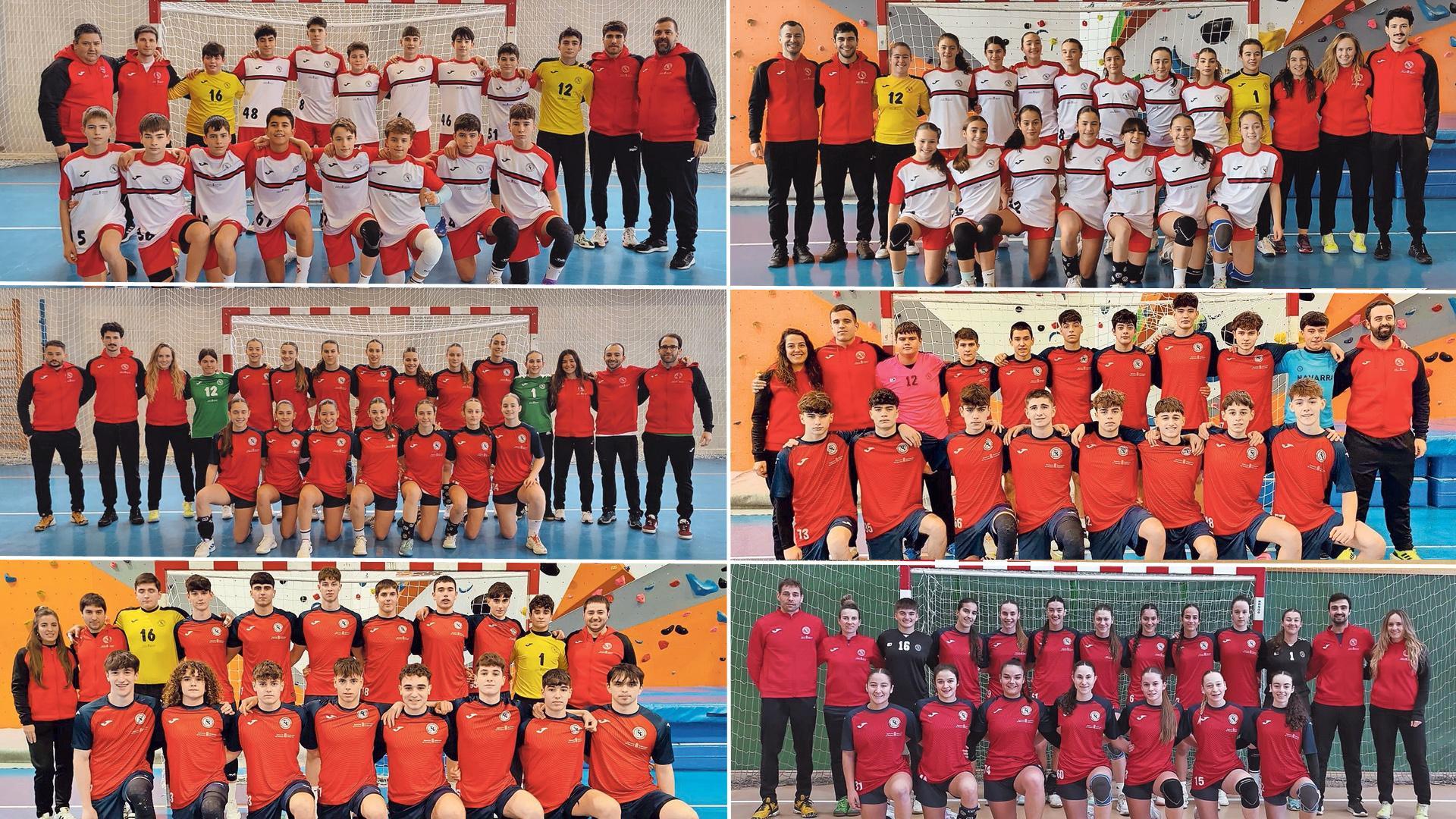 Selecciones navarras infantil masculina, infantil femenina, cadete femenina, cadete masculina, juvenil masculina y juvenil femenina.