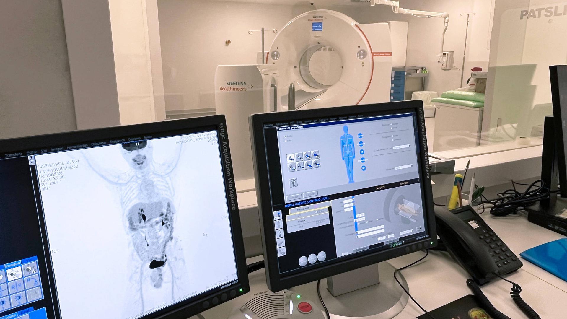 Imagen del PET del Hospital Universitario de Navarra, un aparato que se emplea para diagnóstico de tumores, enfermedades degenerativas, etc