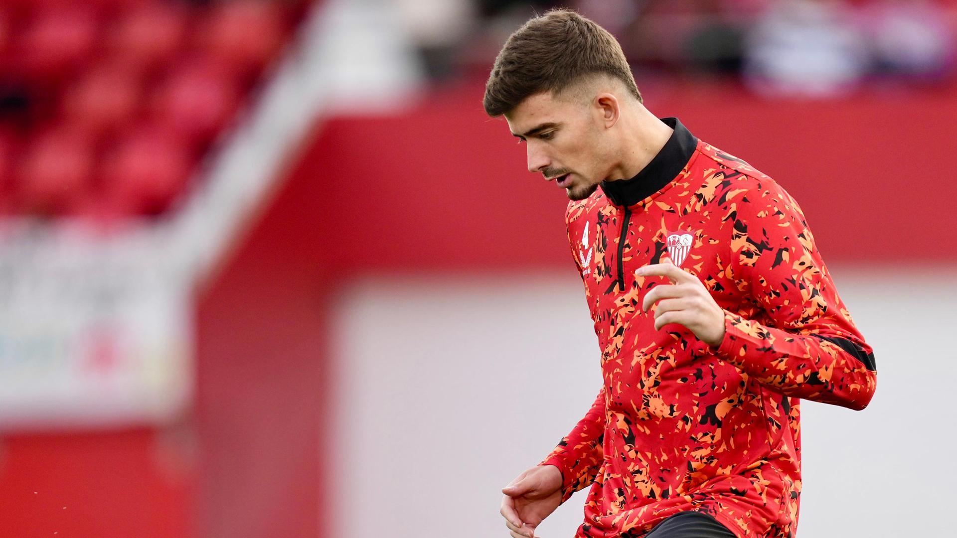 Kike Salas, futbolista del Sevilla, durante el encuentro de Copa frente al Almería