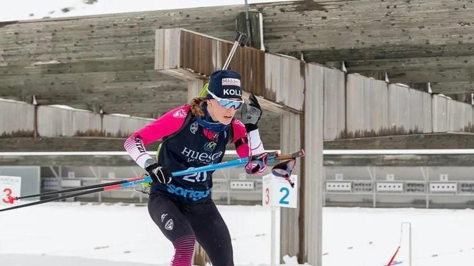 La burladesa Irati Cuadrado Noáin, durante un biatlón pasado