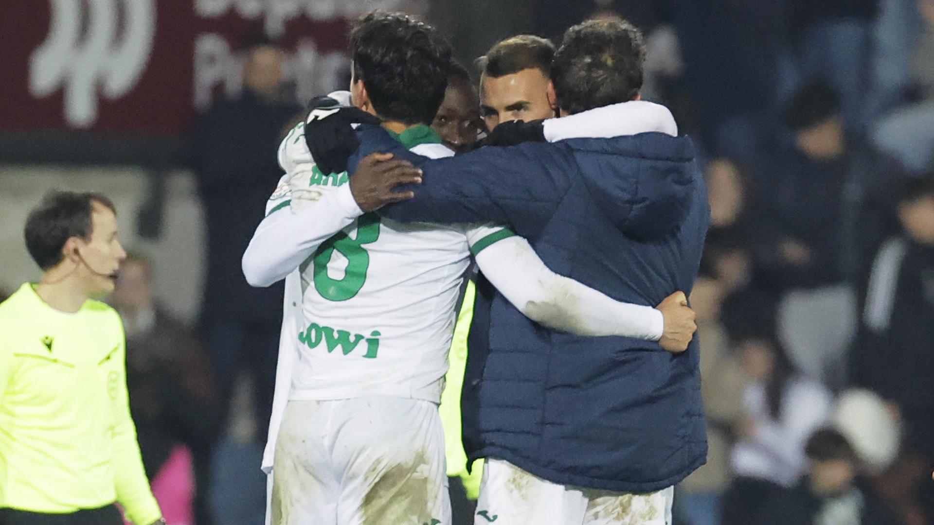 Los jugadores del Getafe celebran el pase a cuartos de la Copa del Rey tras vencer 0-1 al Ponferradina /