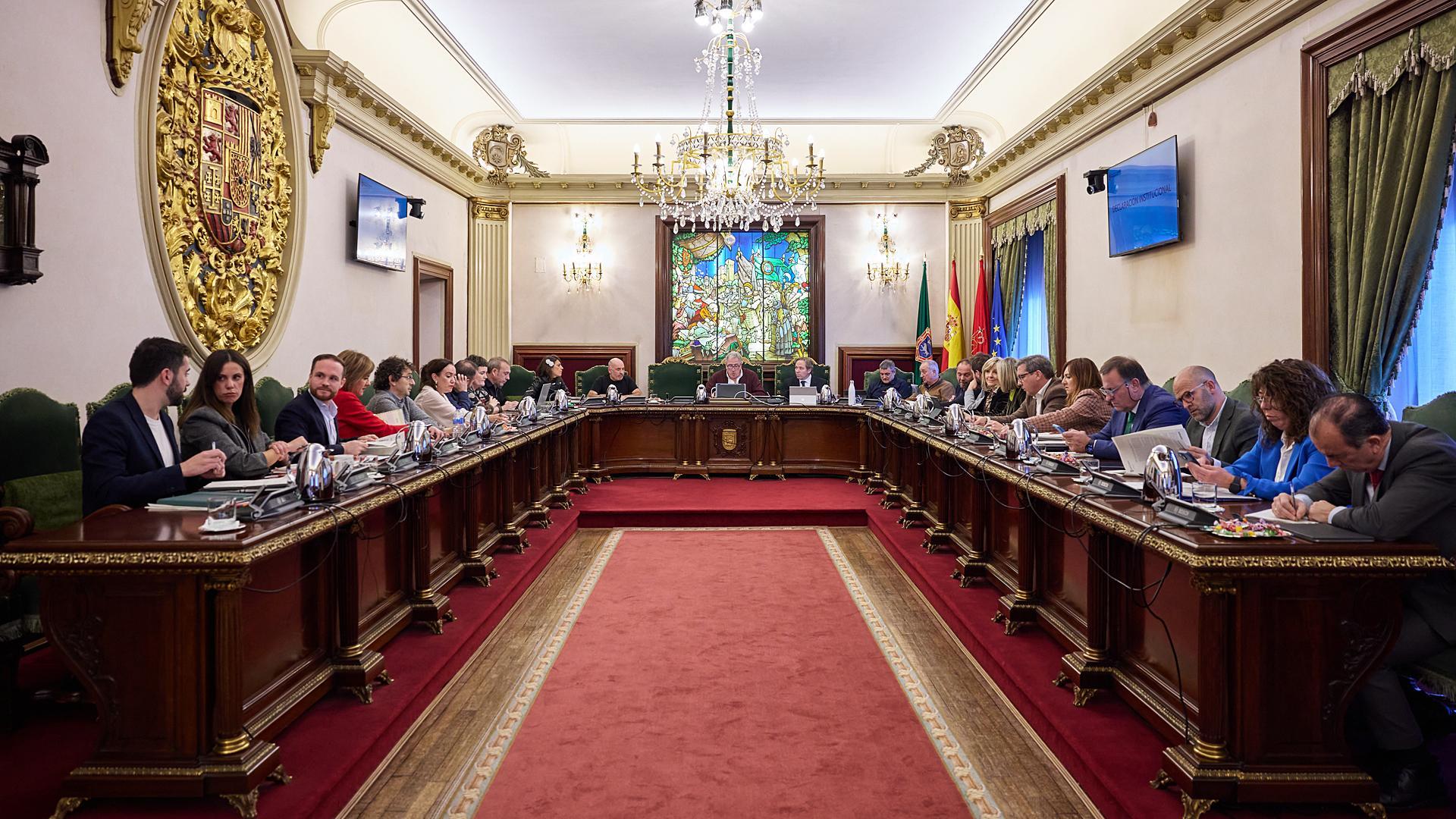 Vista general del primer pleno anual del Ayuntamiento de Pamplona este 16 de enero /