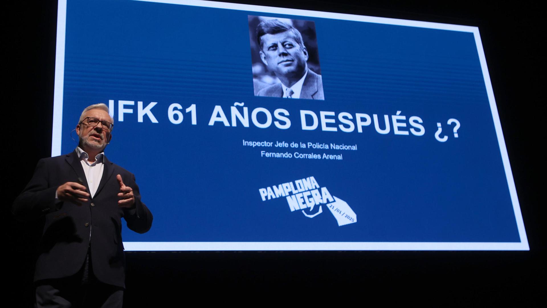 Fernando Corrales, durante su intervención en Pamplona Negra