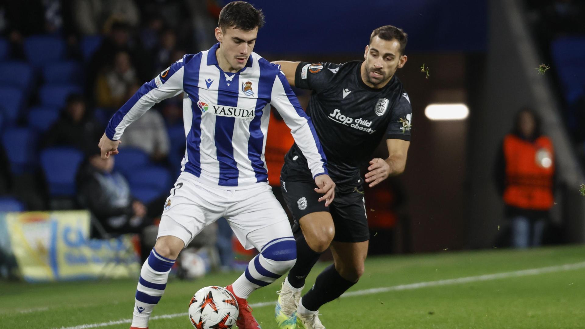 Barrenetxea, en el partido ante el PAOK de Salónica de la última jornada de la primera fase de la Liga Europa
