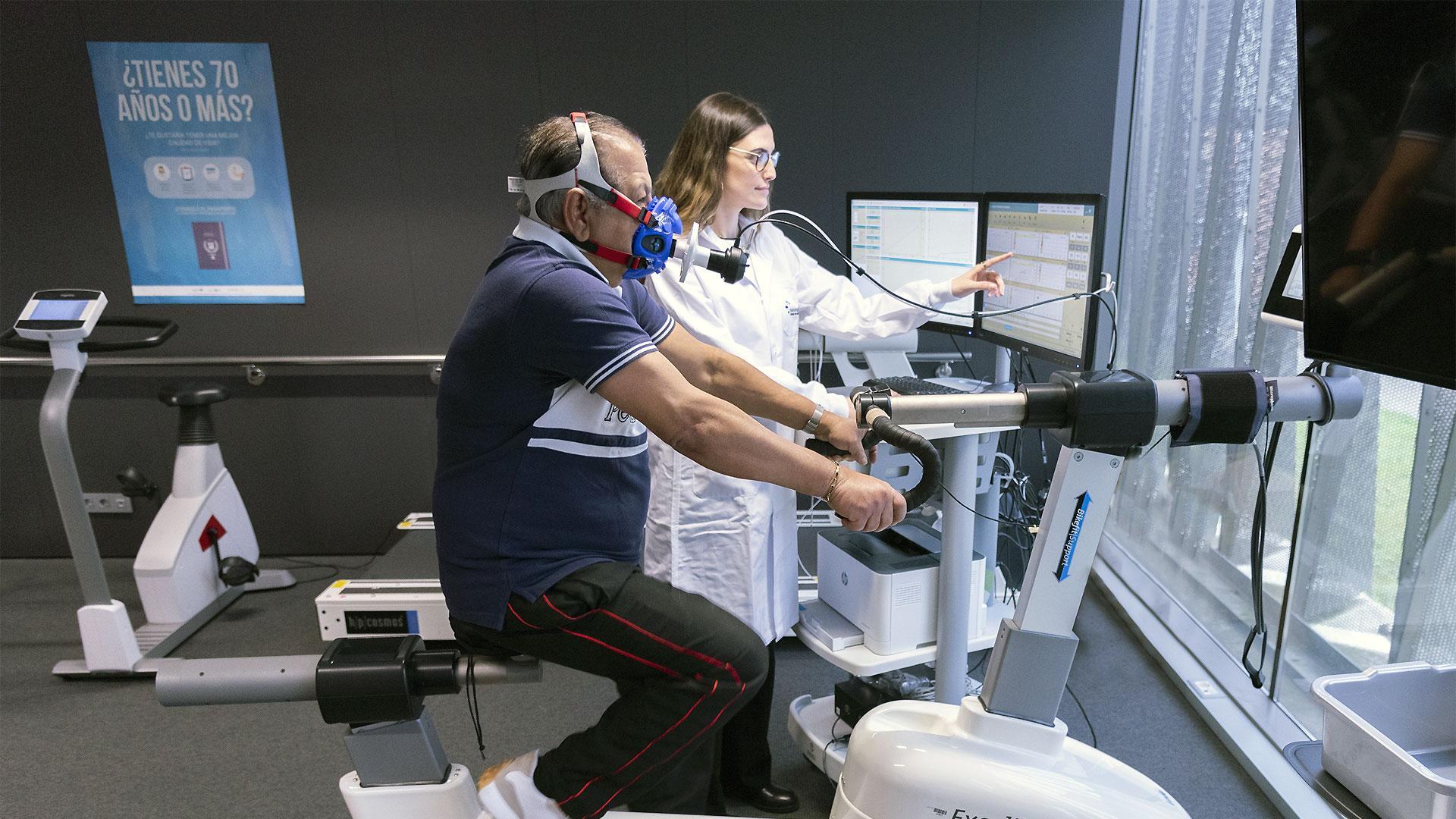 Prueba de esfuerzo realizada a uno de los participantes del proyecto en las instalaciones de Navarrabiomed