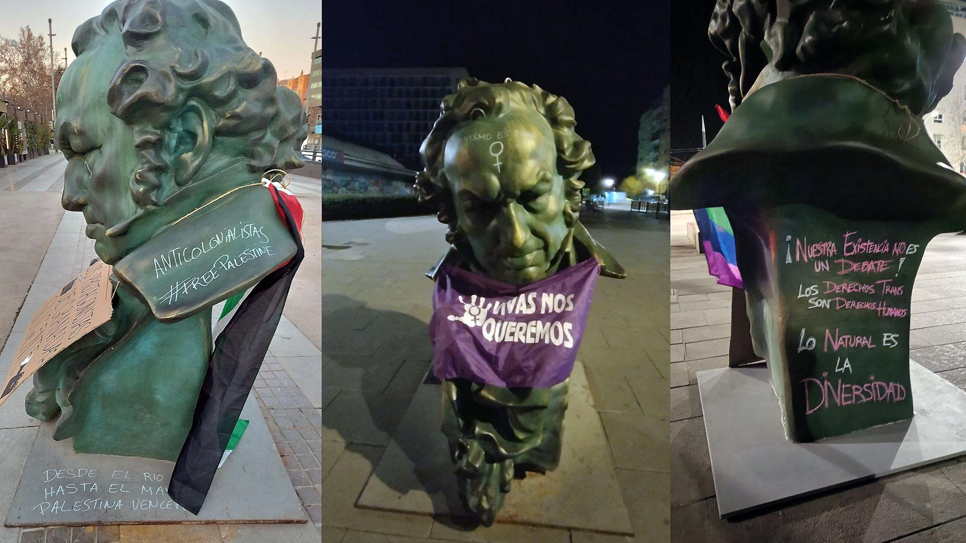 Varios de los bustos de los Goya que han aparecido pintados
