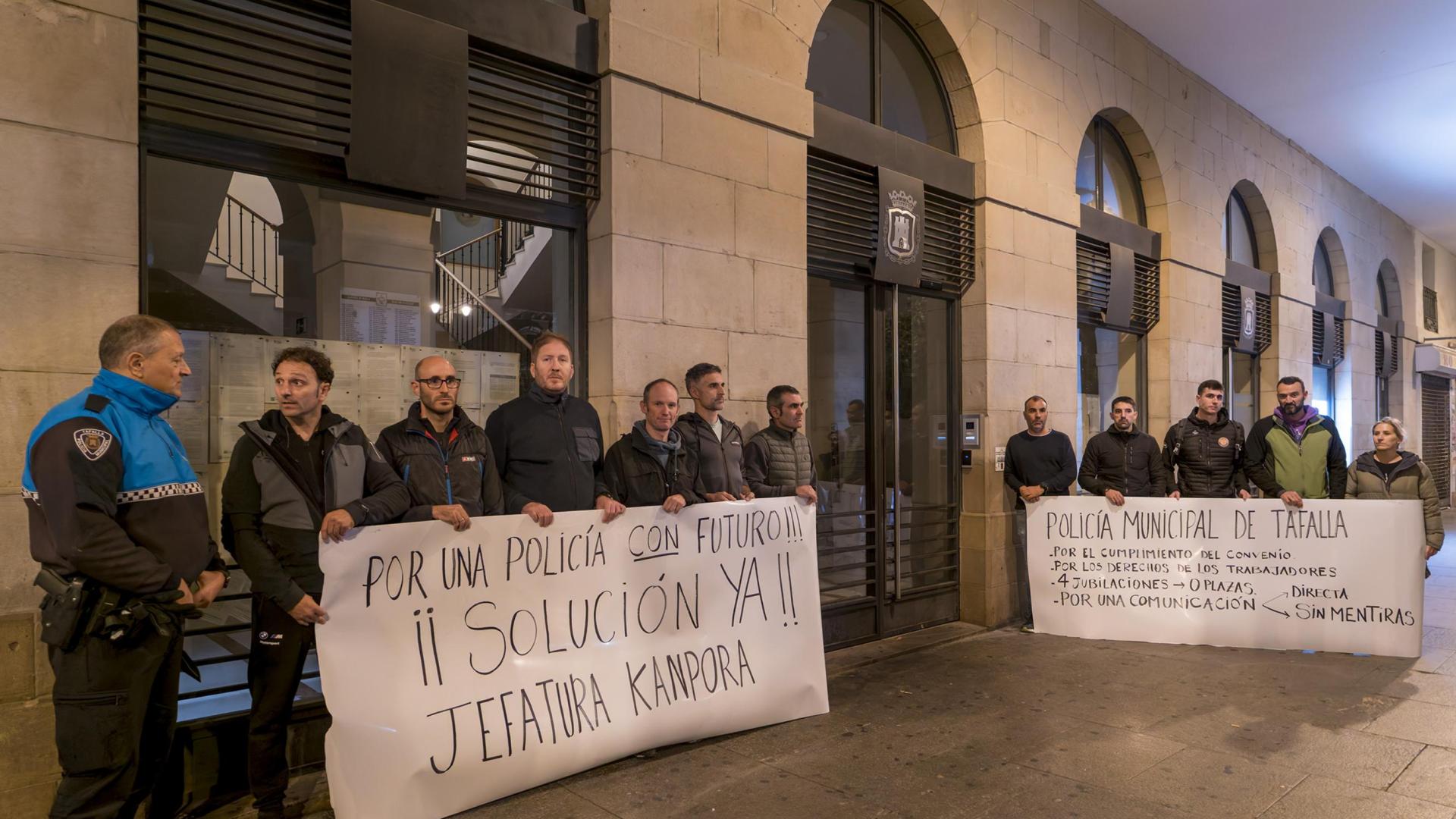 Protesta llevada a cabo meses atrás por agentes de la Policía Municipal de Tafalla.