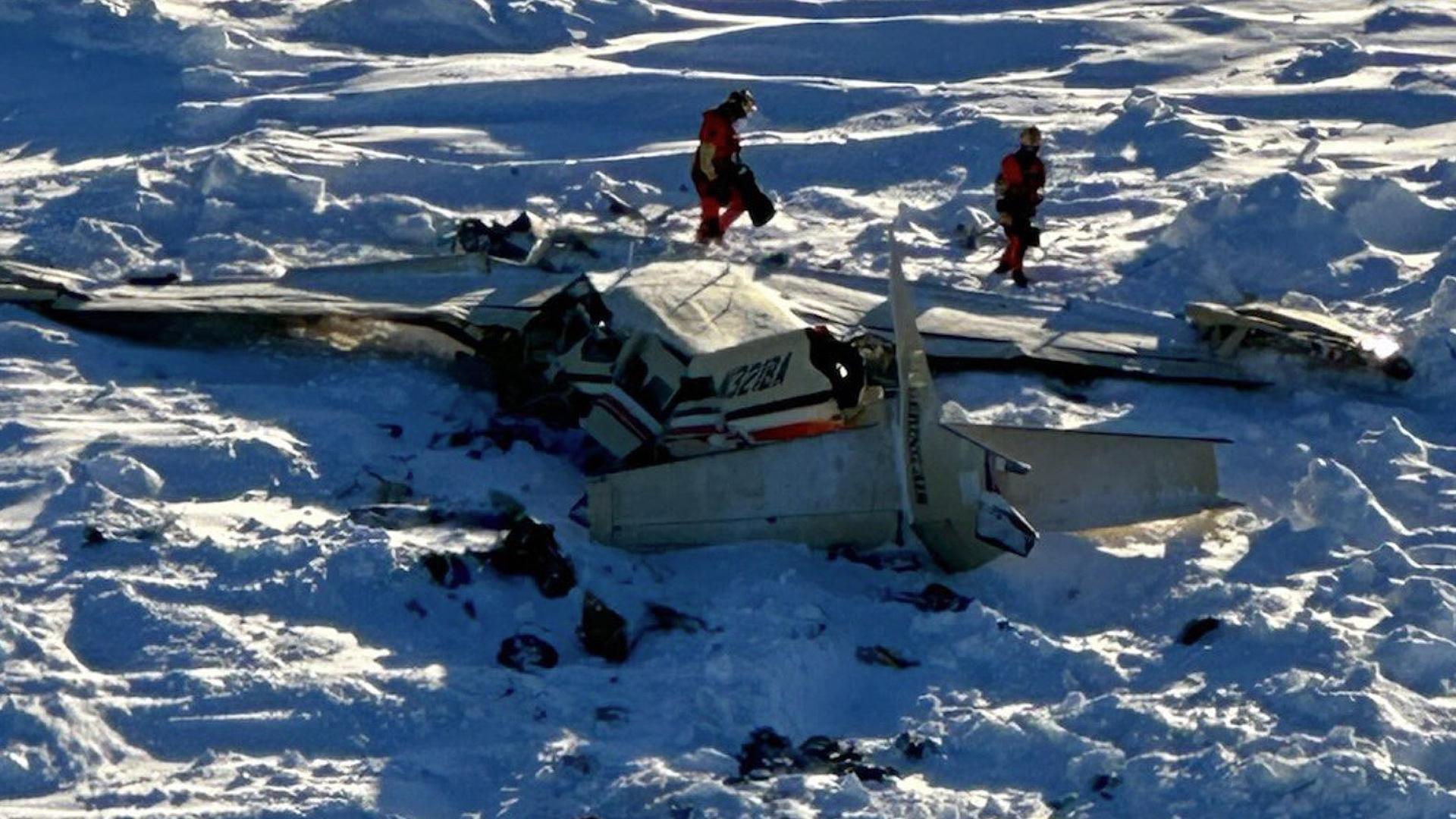 Restos de la avioneta accidentada