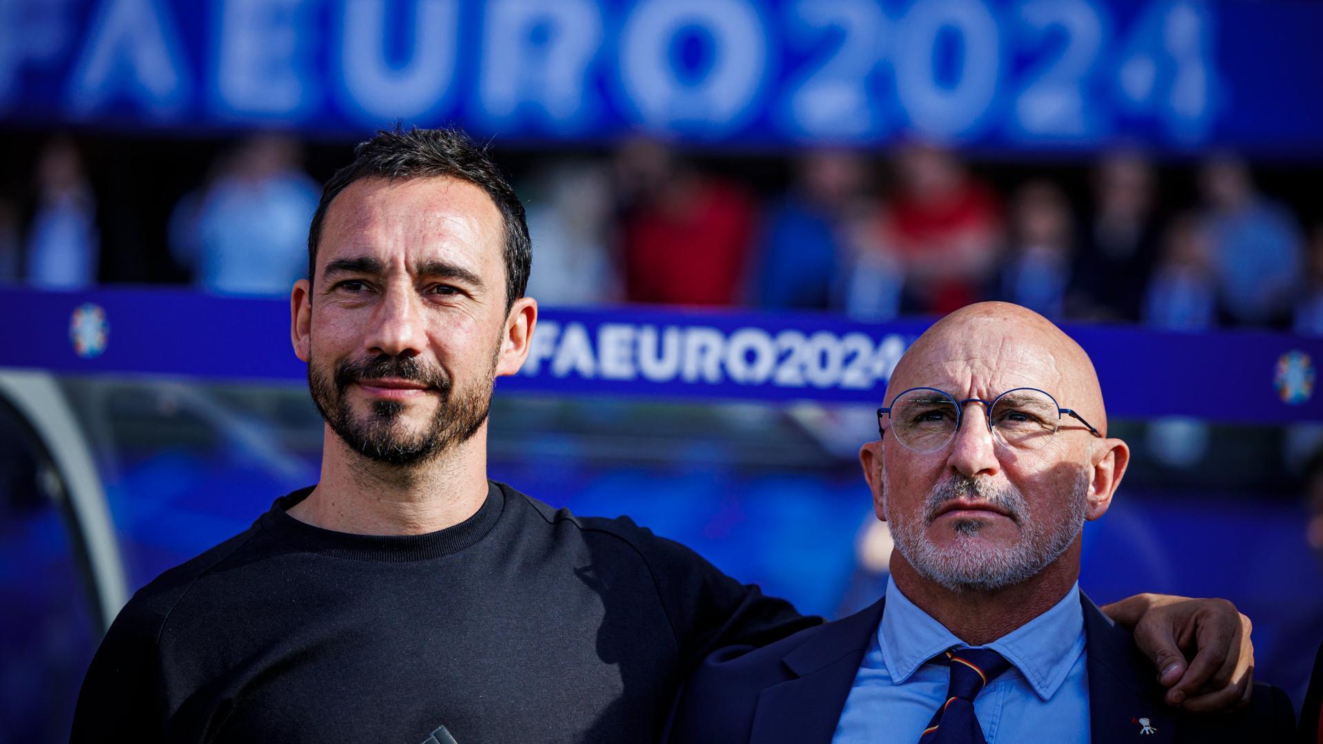 Pablo Amo junto a Luis de la Fuente en la pasada Eurocopa