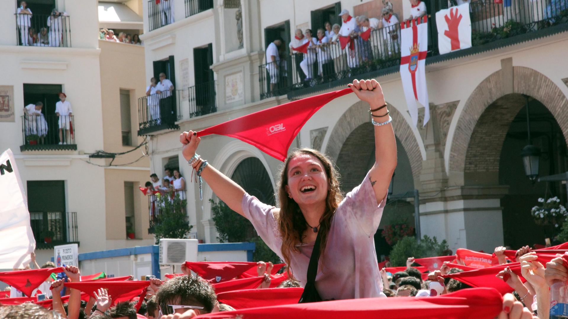 Imagen del lanzamiento del cohete de las fiestas de Tudela 2024