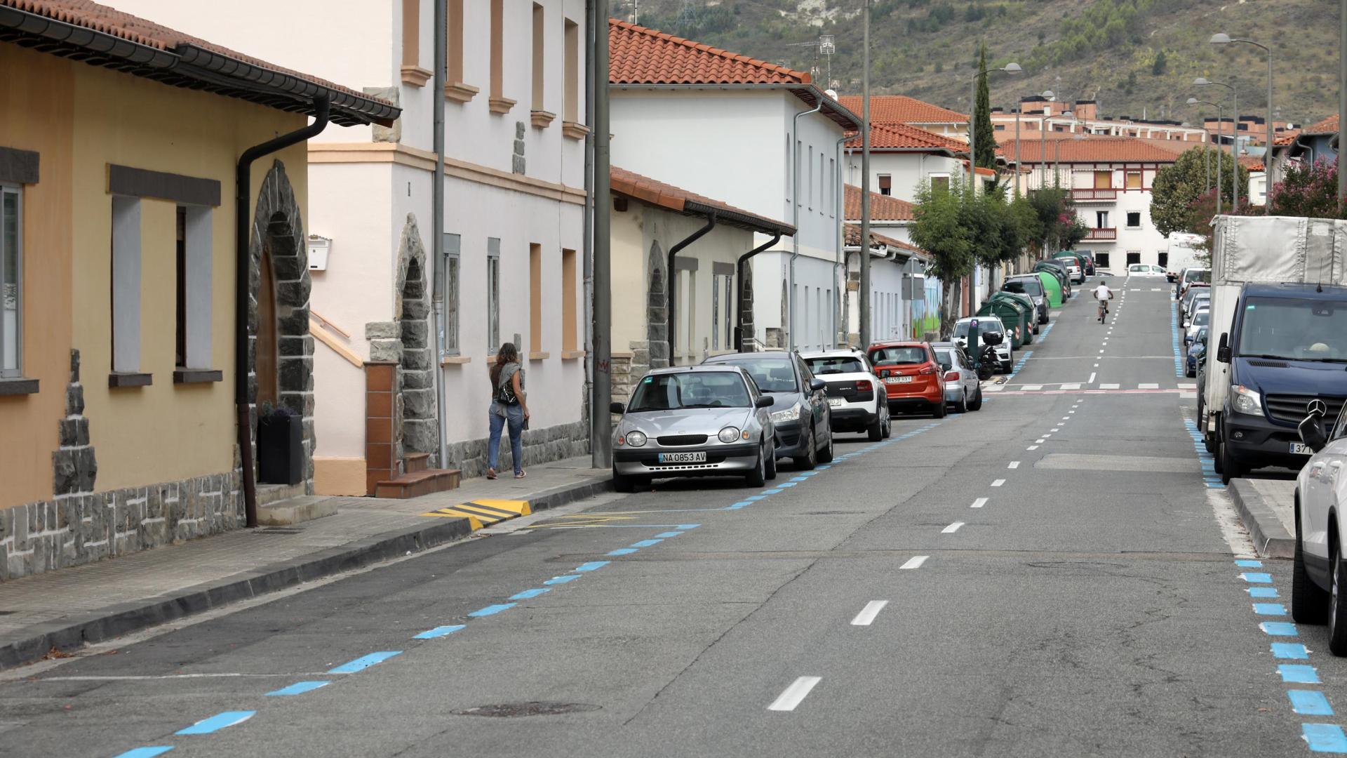 La zona azul al poco de implantarse en la Txantrea, en 2021.