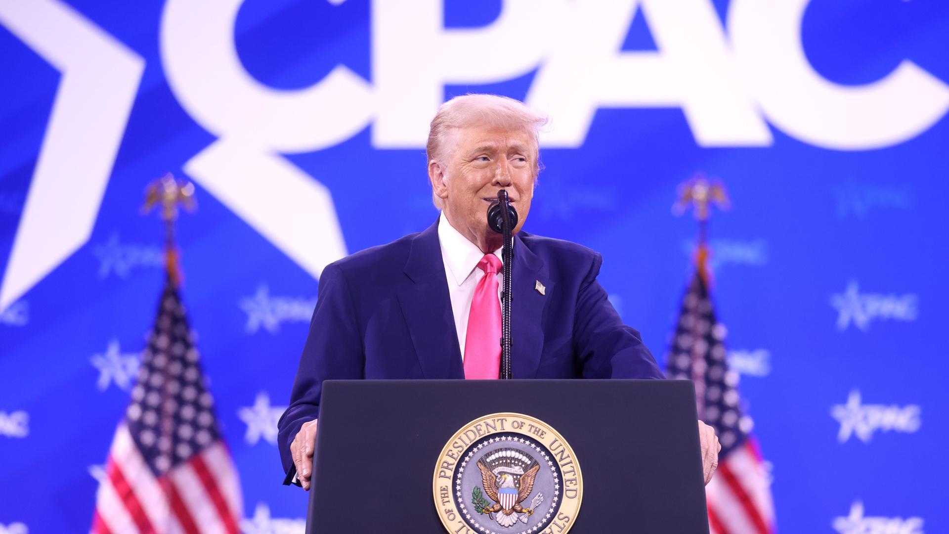 Donald Trump, durante su intervención al término de la Conferencia Política de Acción Republicana