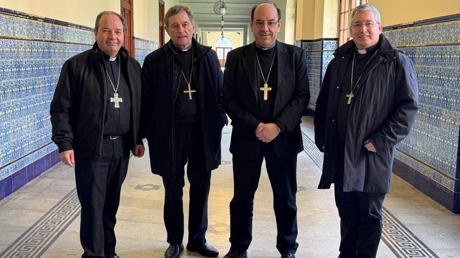 Desde la izquierda, Juan Carlos Elizalde, obispo de Vitoria; Joseba Segura, obispo de Bilbao; Florencio Roselló, arzobispo de Pamplona y obispo de Tudela y Fernando Prado, obispo de San Sebastián