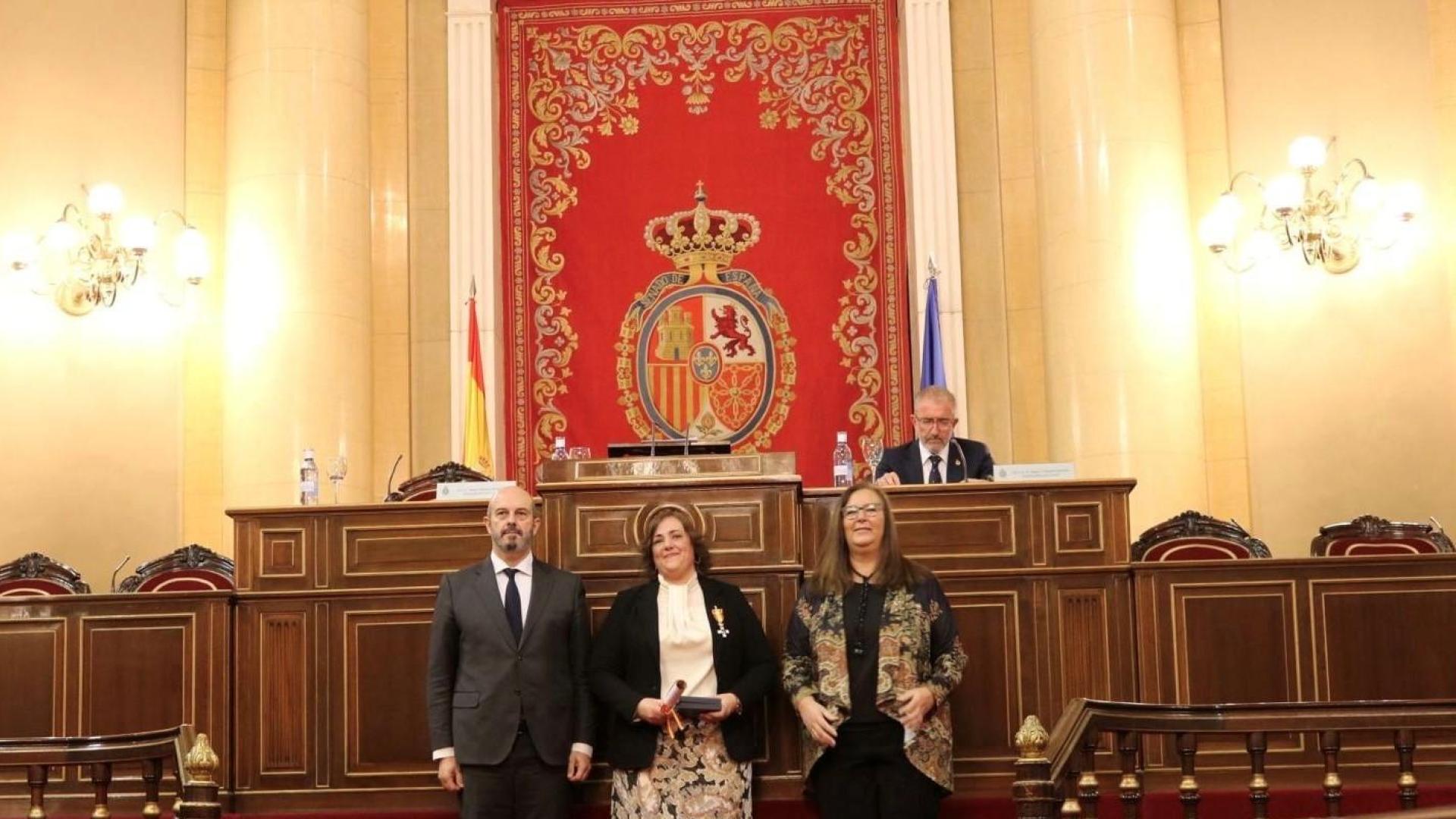 La alcaldesa de Estella durante el acto celebrado en el Senado.