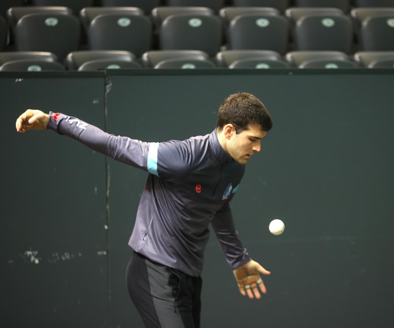 José Javier Zabaleta, esta mañana en el Navarra Arena.