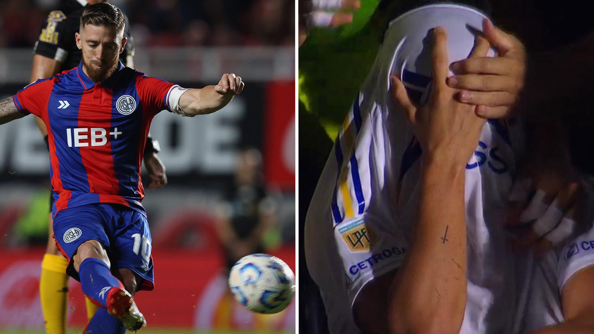 A la izquierda, Iker Muniain (San Lorenzo) ejecuta la falta que acabó en gol; a la derecha, Ander Herrera (Boca Juniors), tras ser sustituido por lesión