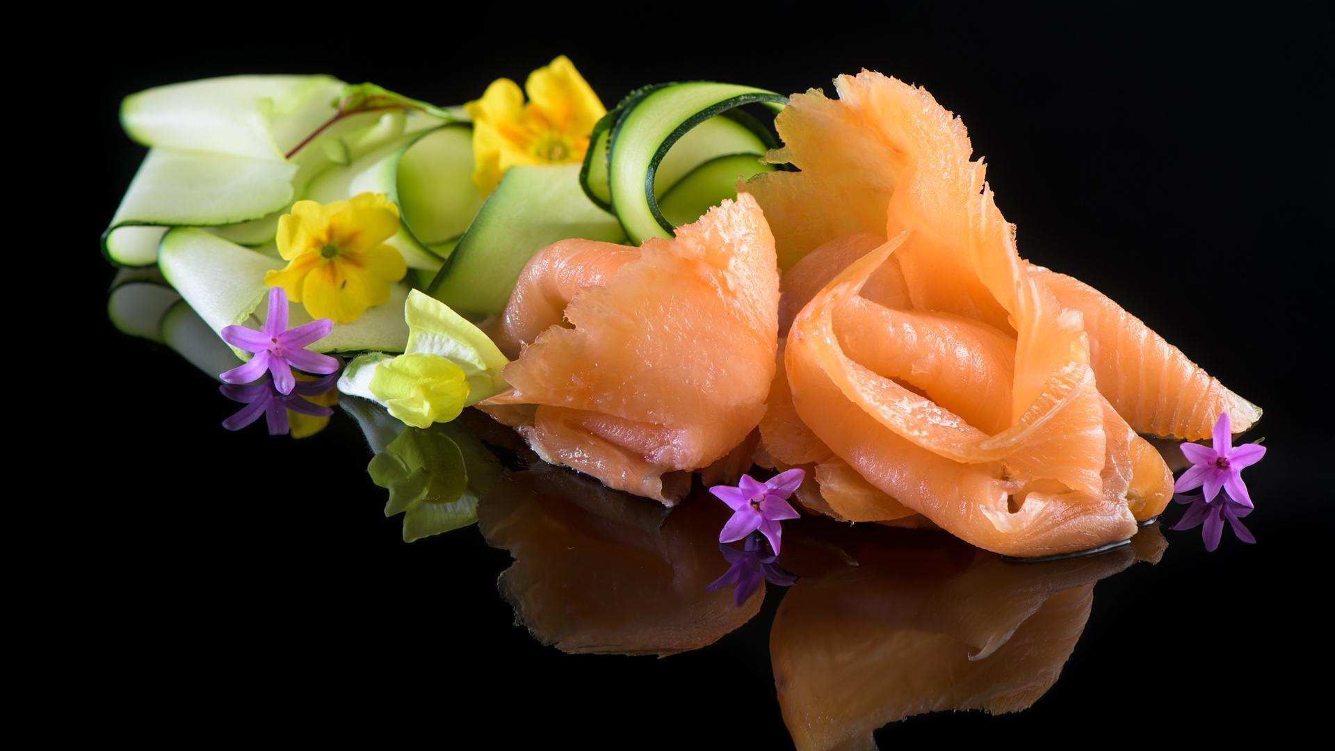 Salmón premium con láminas de calabacín