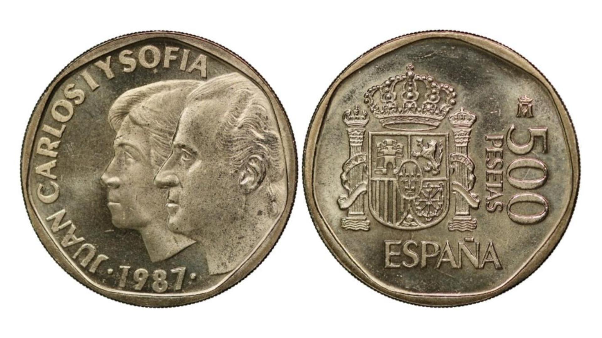 Anverso y reverso de la moneda de 500 pesetas