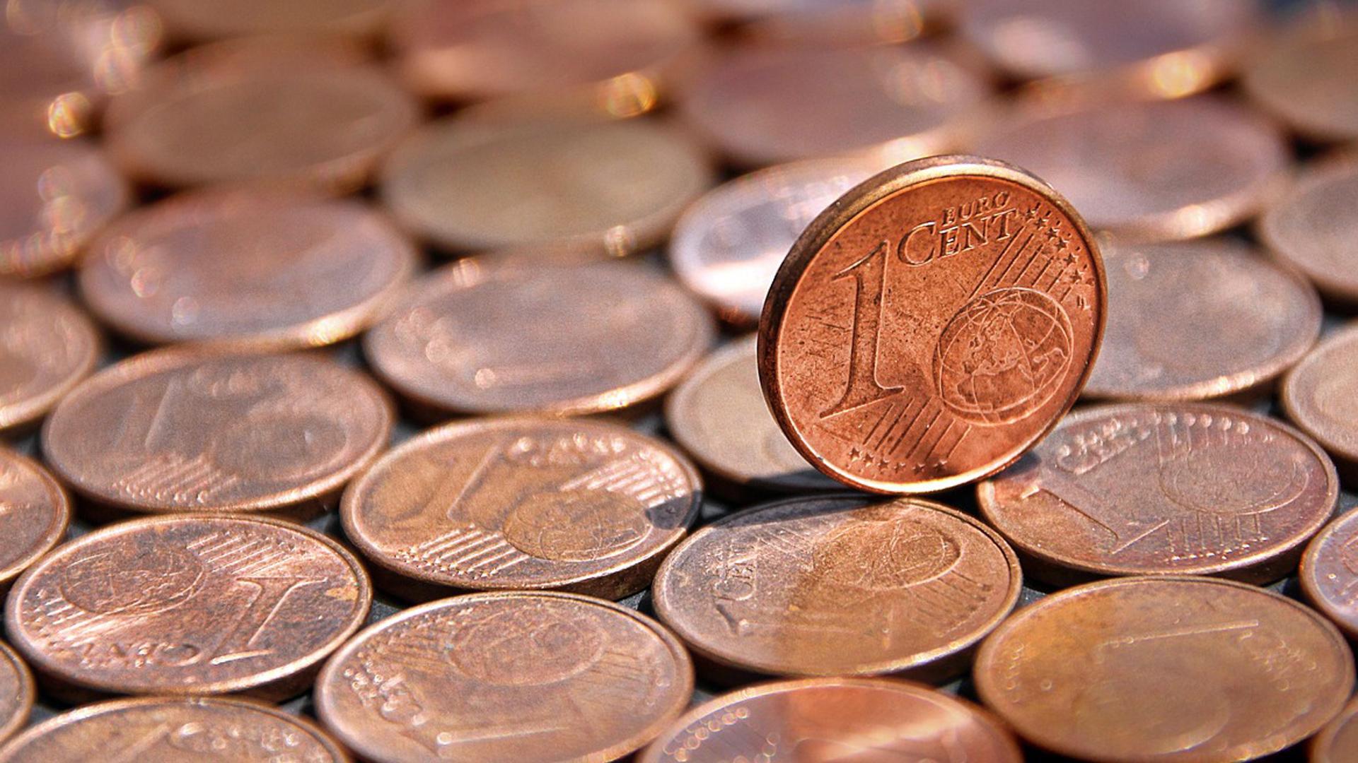 Las monedas de 1 céntimo pesan 2,3 gramos