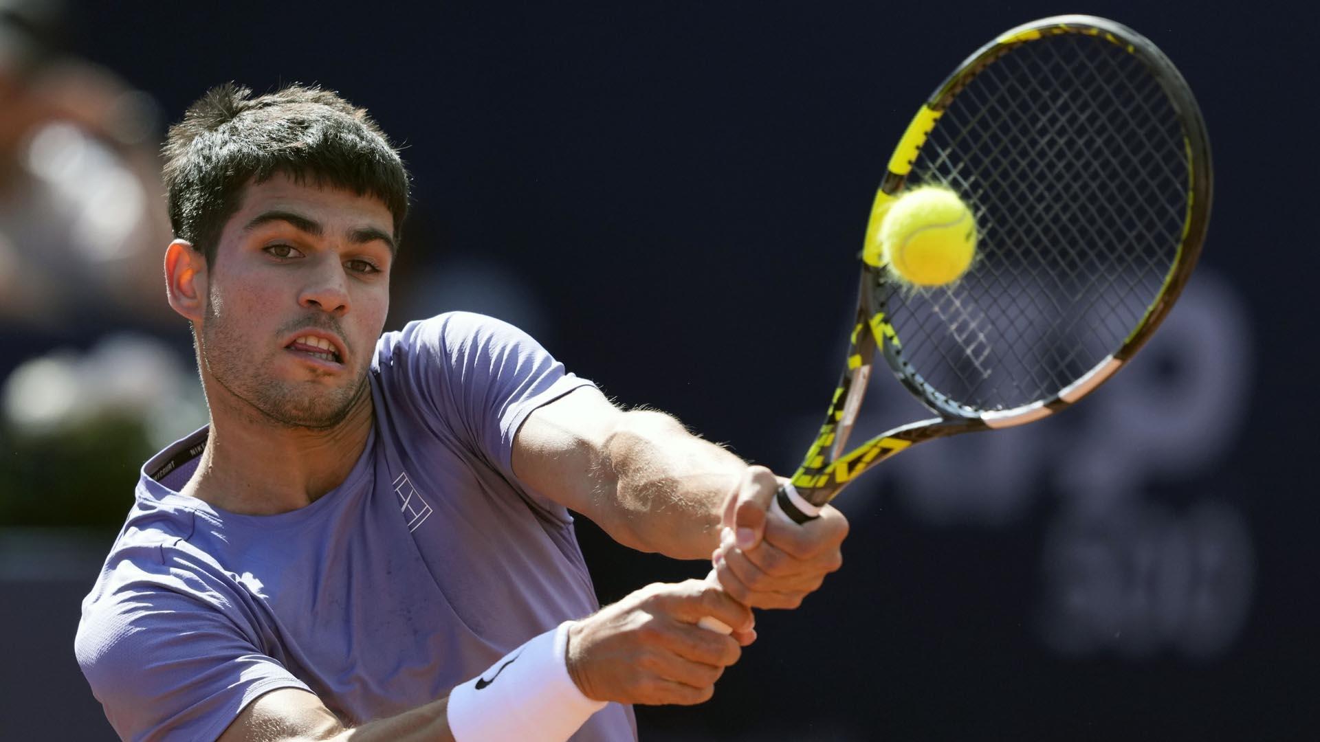 Alcaraz, en el partido ante Laslo Djere en el Barcelona Open Banc Sabadell-Trofeo Conde de Godó