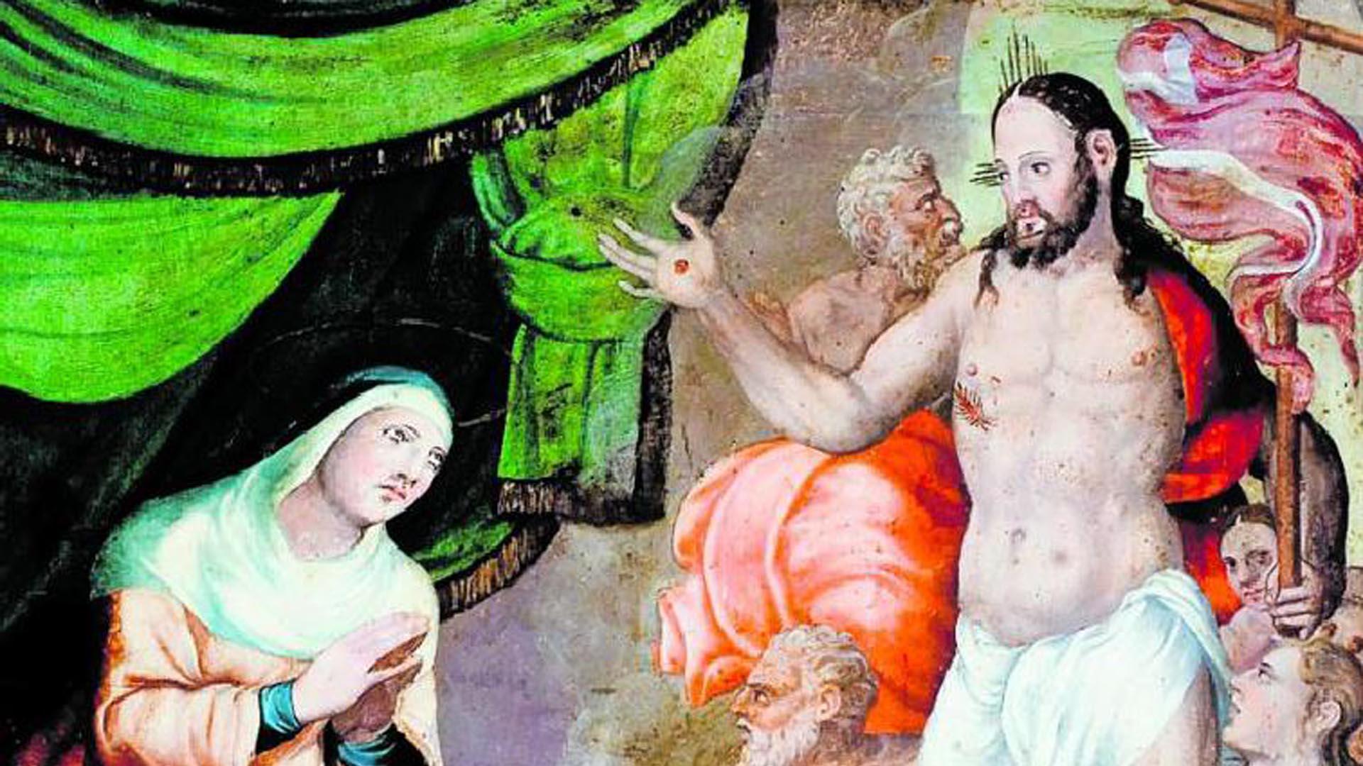 Cristo resucitado se aparece a su madre en el retablo de la Asunción del monasterio de Fitero, c. 1590