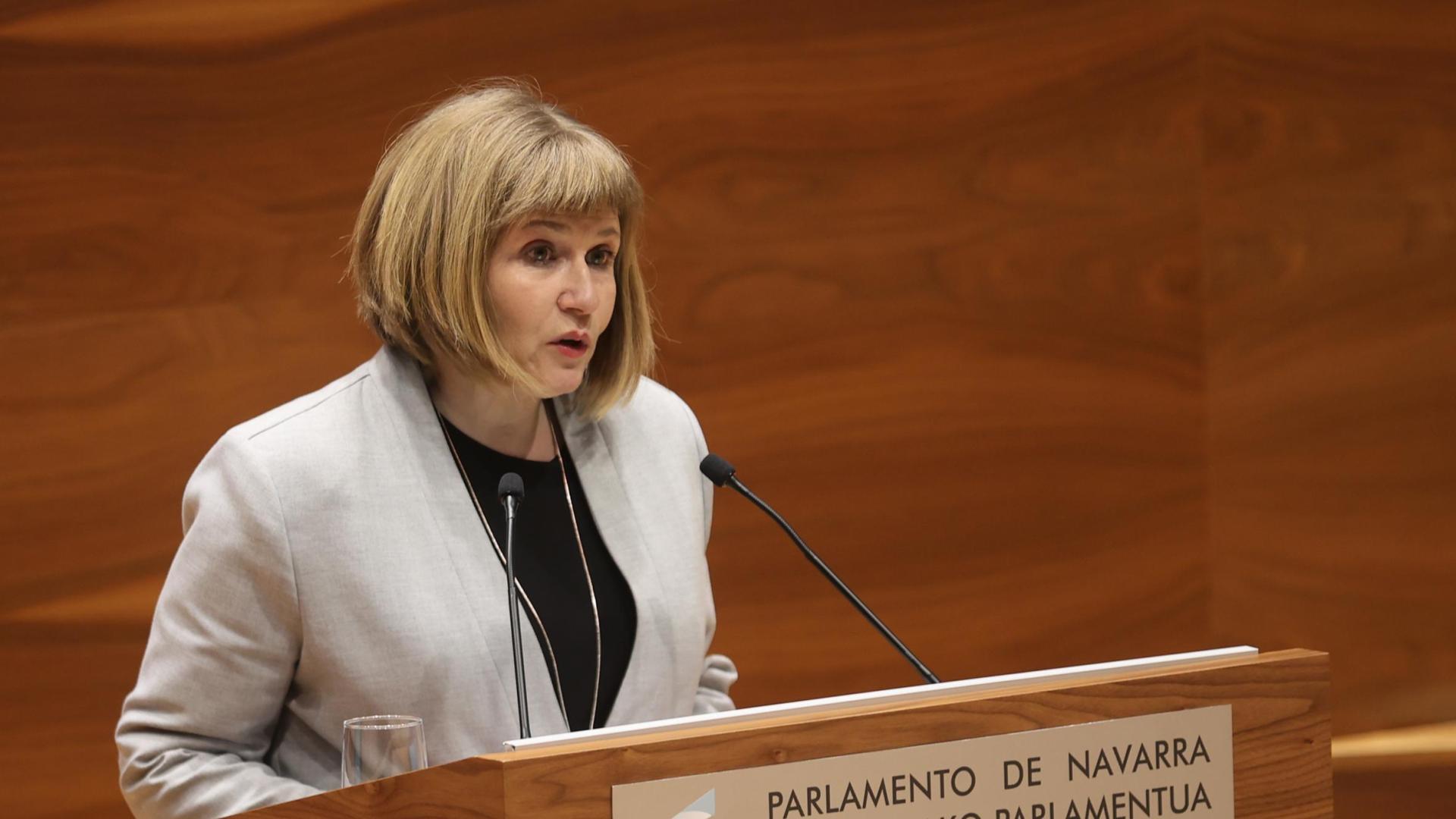 La ya exparlamentaria de Bildu en Navarra Arantza Izurdiaga interviene en un pleno del Legislativo foral el pasado 6 de marzo