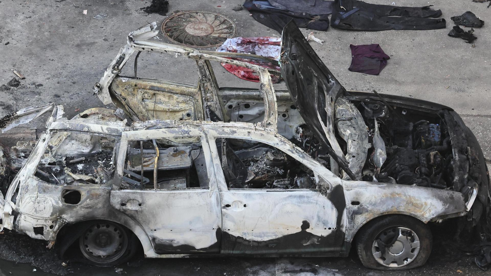 El coche bomba, tras la explosión